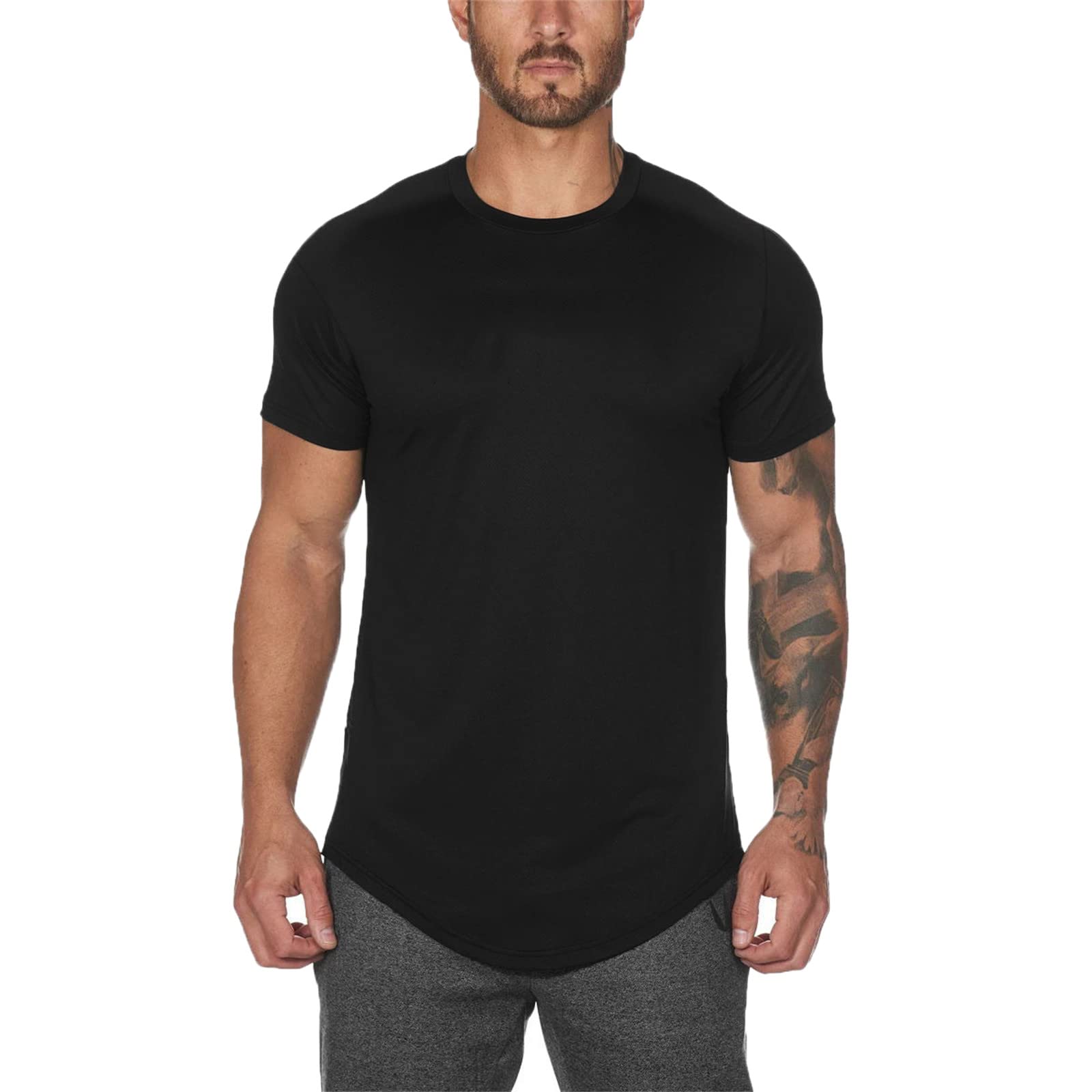 Men's Henley Shirts - Muscle Fit Workout Athletic T-Shirt | Solid Color Casual Summer Tee | Gym & Sports Apparel | Breathable Fabric for Workouts & Outdoor Activities (Black, X-Large)