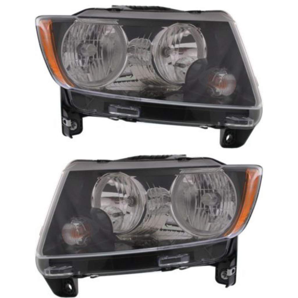 Jeep Compass Headlight Assembly Pair (2013-2017) - Driver & Passenger Side with Black Trim | OEM Standard Type CH2502246 + CH2503246 | Perfect for Night Driving & Off-Road Adventures