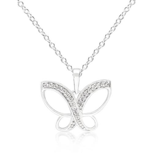 Elegant Butterfly Cubic Zirconia Pendant Necklace for Women - Sterling Silver Jewelry Gift for Birthday, Anniversary & Valentine's Day | Perfect for Everyday Wear & Special Occasions