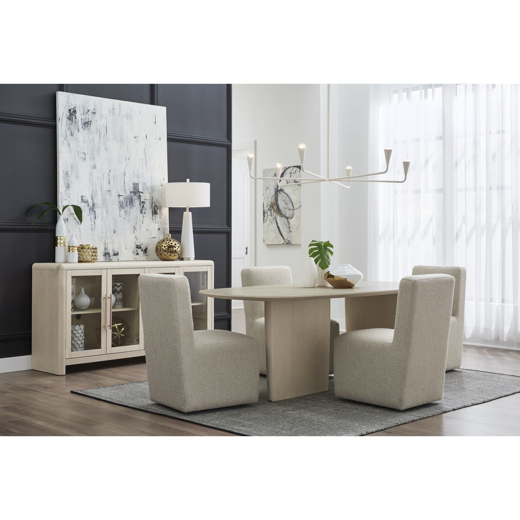 Liv Fully Upholstered Dining Chair in Brun Boucle - Modern Fabric Dining Room Chair with Comfortable Cushioning - Perfect for Home Dining, Kitchen, Breakfast Nook & Restaurant Settings