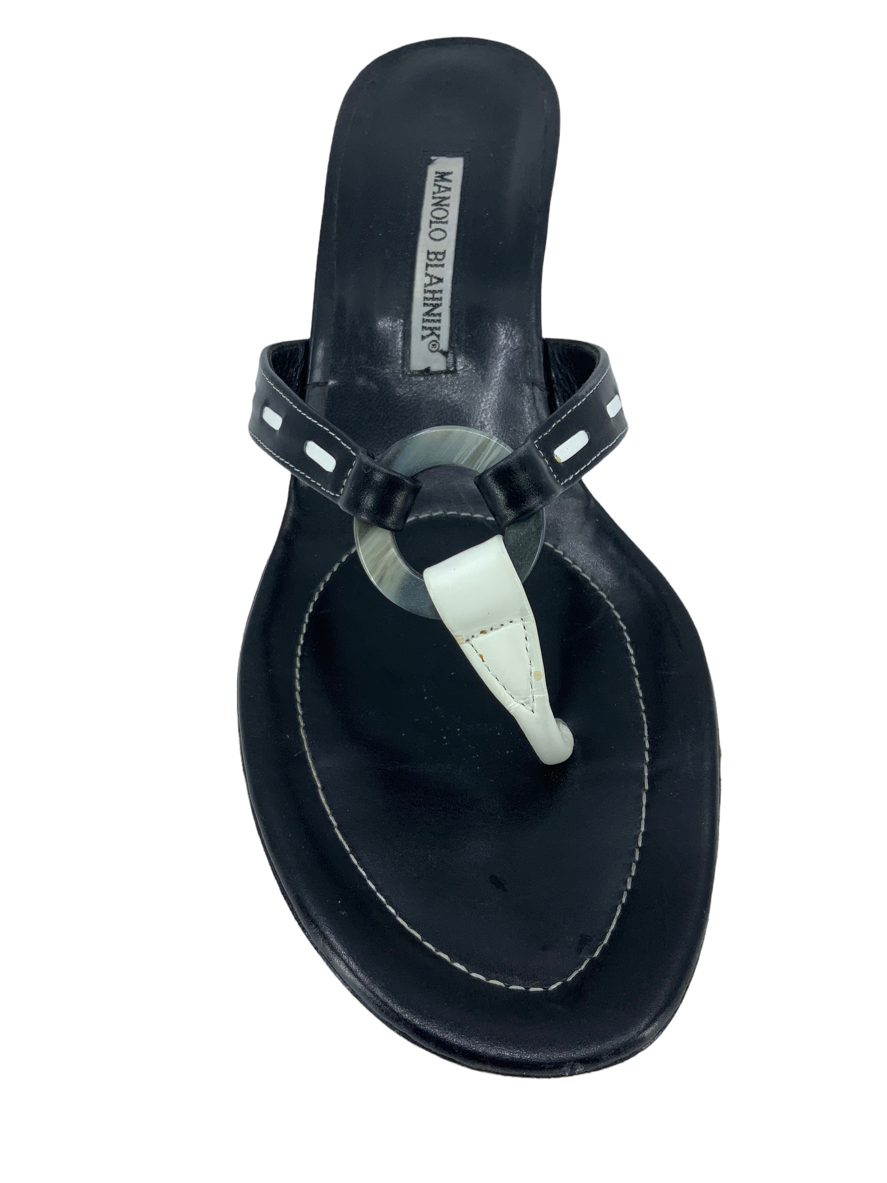 Manolo Blahnik Genuine Leather Thong Sandals for Women - Size 11 | Comfortable Flip Flops for Beach, Pool & Summer Outfits