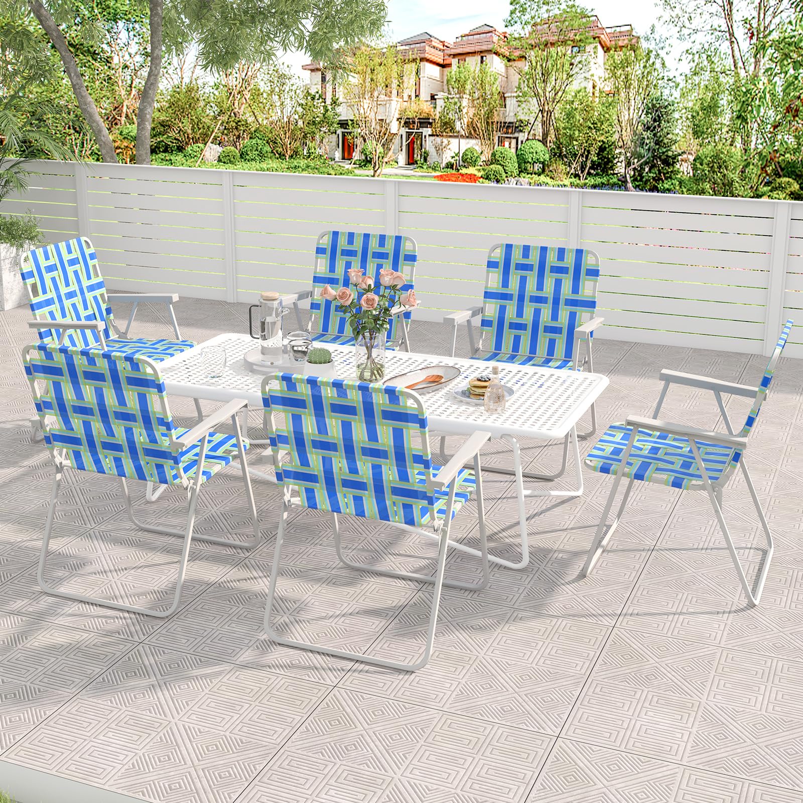 Tangkula 6-Pack Folding Lawn Chairs - Heavy Duty Metal Frame with Webbed Seat & Back, Portable Outdoor Chairs for Patio, Yard, Camping, Beach & Poolside - Perfect for Picnics, BBQs, and Summer Gatherings