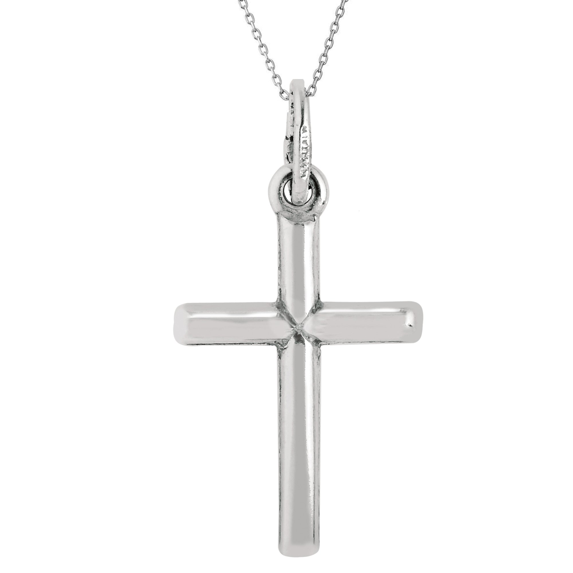 Ritastepens Sterling Silver Italian Cross Charm Pendant Necklace - Religious Jewelry for Women & Men (Small/Regular Size) | Perfect for Baptism, Confirmation, Church Wear & Everyday Faith Fashion