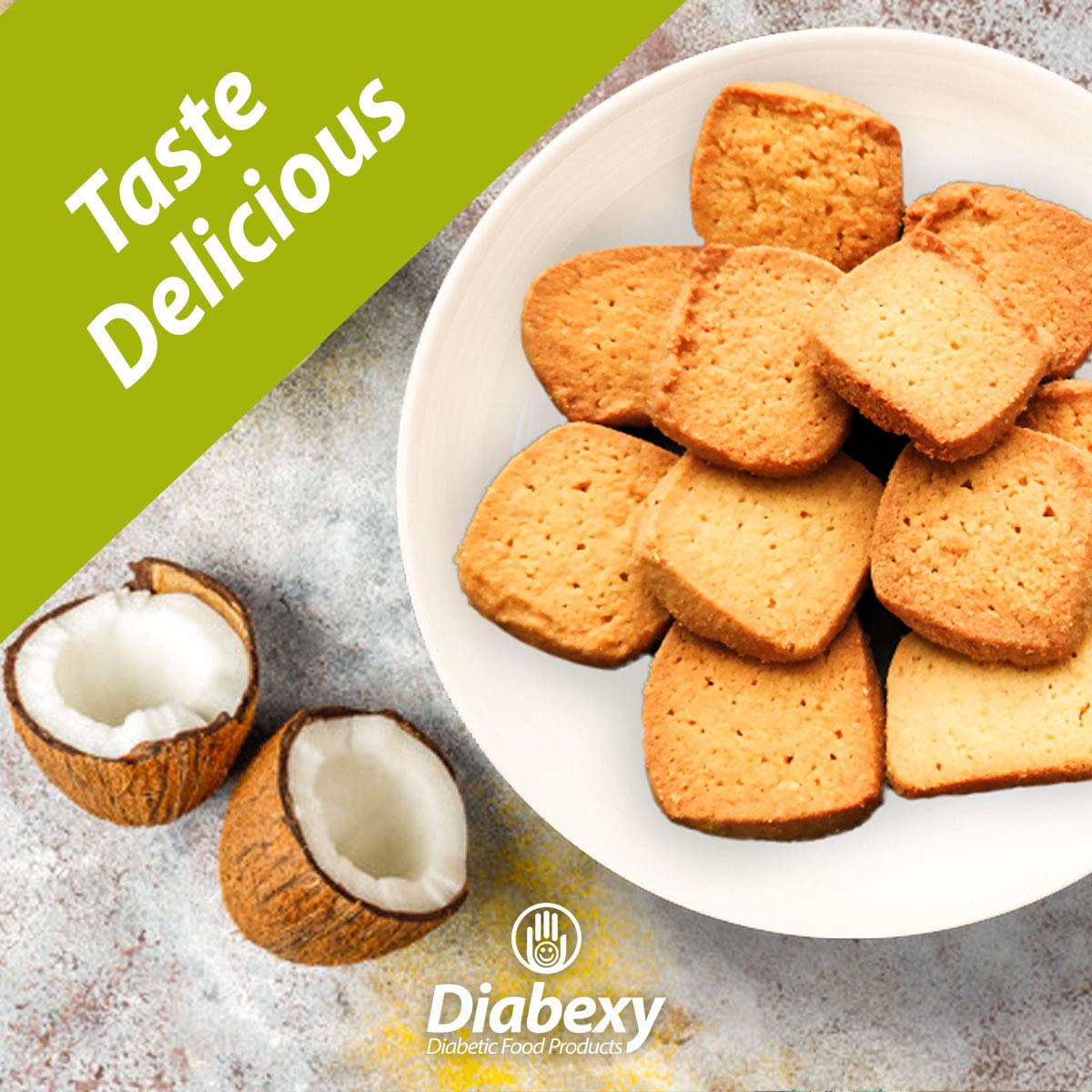 Diabexy Sugar Control Cookies - Low Glycemic Snack for Diabetics, Keto & Weight Loss (10-Pack, Coconut Flavor) | Healthy Dessert for Office, Travel & Gift Giving