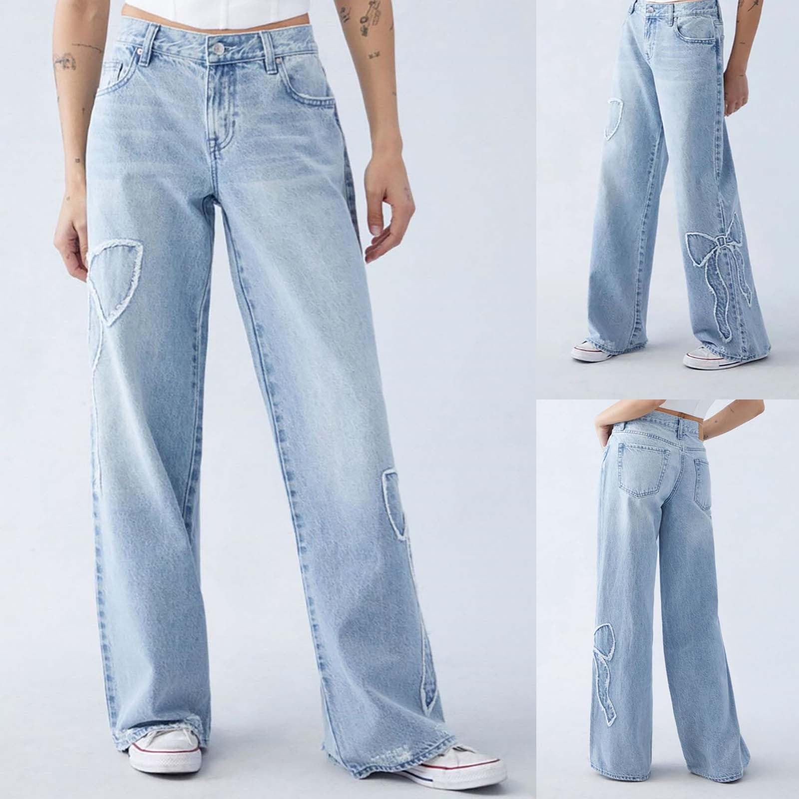 Low Waist Baggy Jeans for Women - Wide Leg Boyfriend Style for Casual Outfits