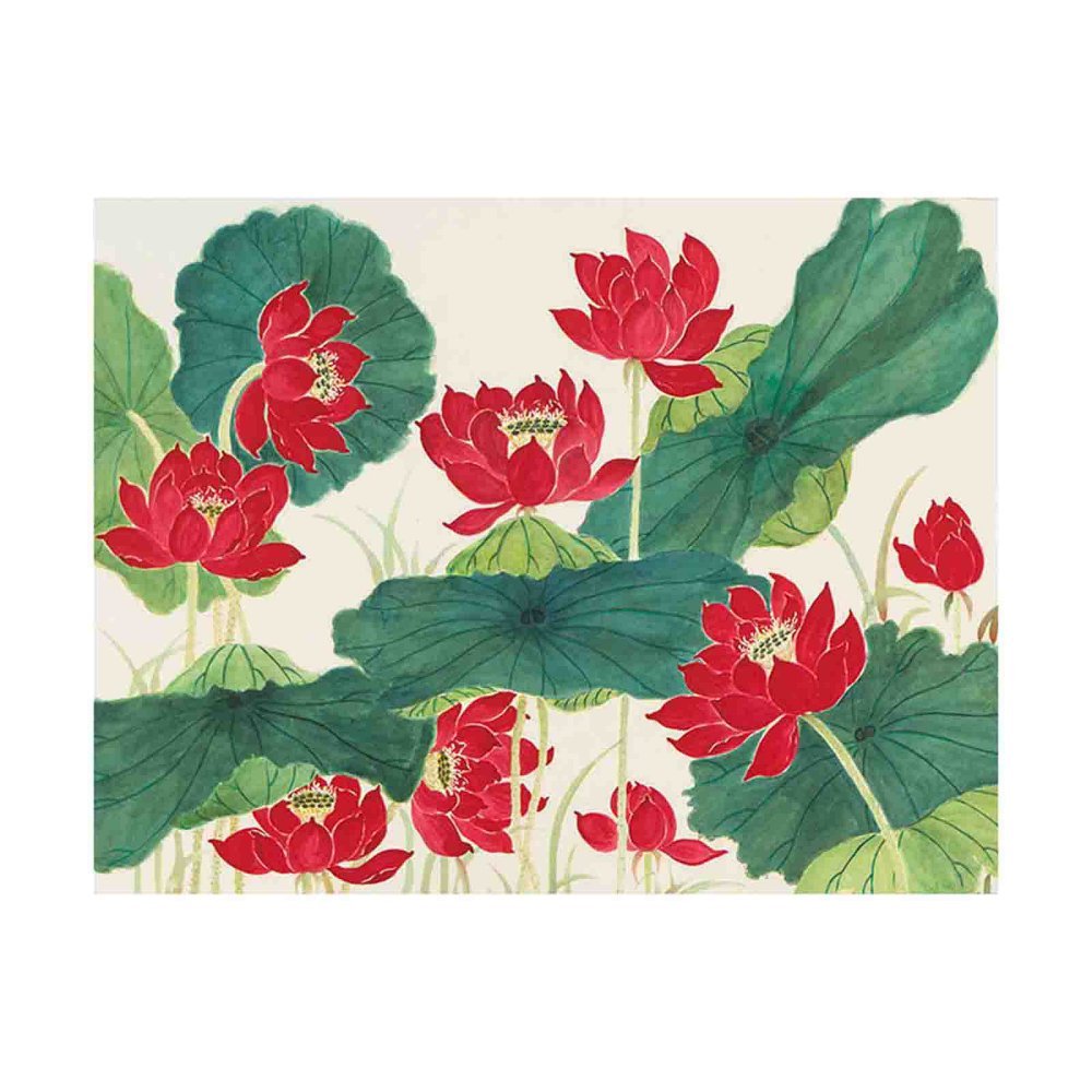 Red Lotus Canvas Wall Art by Jamaliah Morais - Handmade Bohemian Home Decor for Living Room, Bedroom & Office