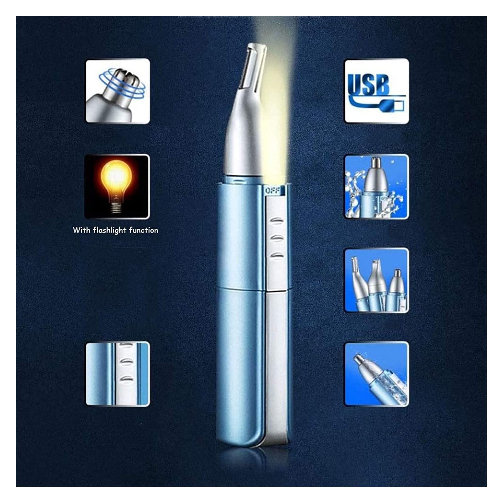Xuemml HHWKSJ USB Rechargeable Nose & Ear Hair Trimmer for Men - Painless Professional Grooming Kit with 4 Attachments | Perfect for Travel, Home Use & Personal Care