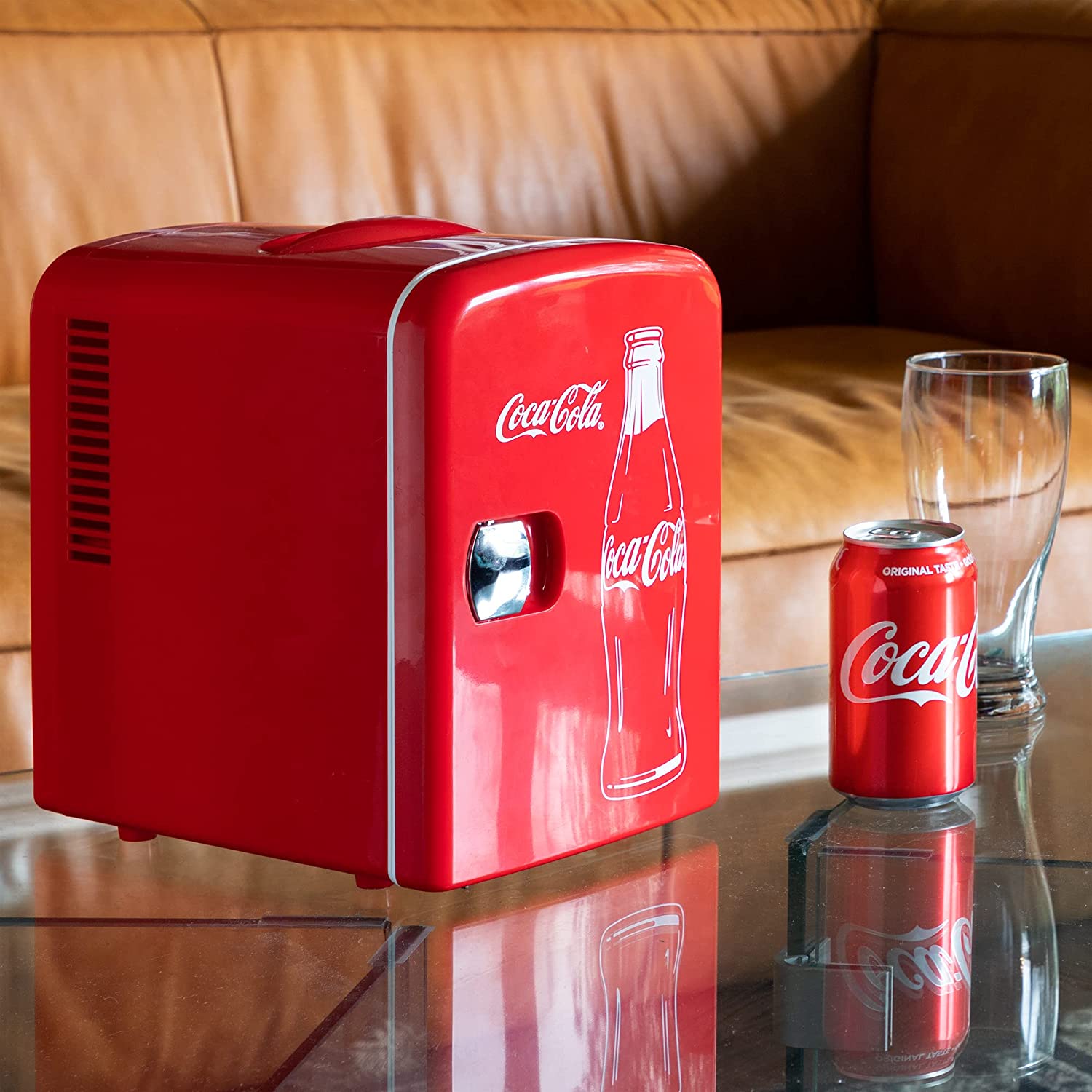 KOOLATRON Classic Red Portable 6 Can Thermoelectric Mini Fridge Cooler - 4L/4.2 Quarts Capacity, 12V DC/110V AC for Beverages, Snacks, Skincare & Cosmetics - Perfect for Home, Dorm, Car, Boat & Travel Use