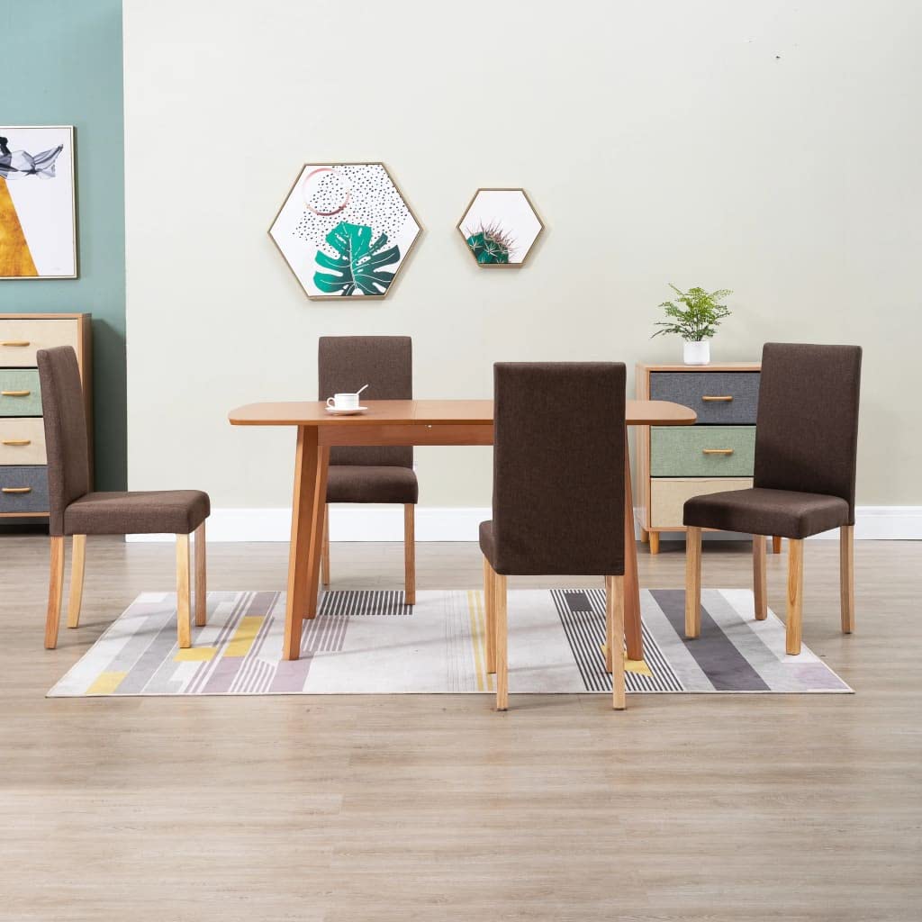Modern Dining Chairs Set of 4 - High Back Padded Fabric Kitchen & Living Room Chairs - Comfortable Brown Side Chairs for Dining Room, Breakfast Nook & Home Decor