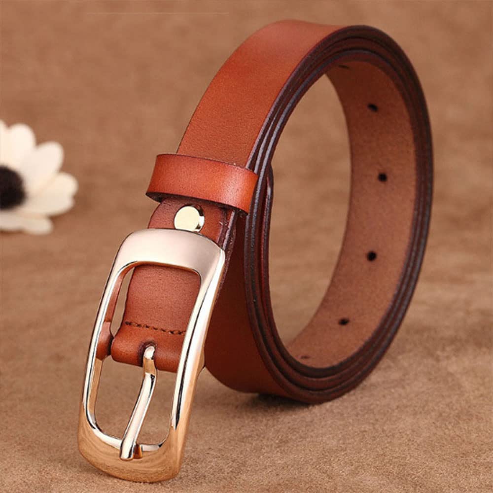 Genuine Leather Women's Belt for Jeans, Pants & Dresses - Adjustable Waist Belt with Pin Buckle - Black Fashion Accessory for Casual & Office Outfits