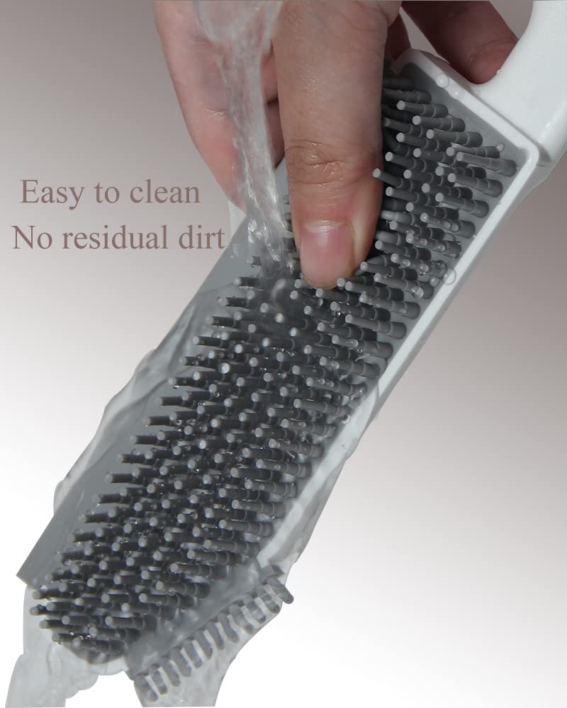 Multi-Functional Cleaning Brush Set - Silicone Scraper & Crevice Brush for Kitchen, Bathroom, Sink, Window, Mirror, Bathtub - Perfect for Deep Cleaning Floors, Countertops & Hard-to-Reach Areas (White)