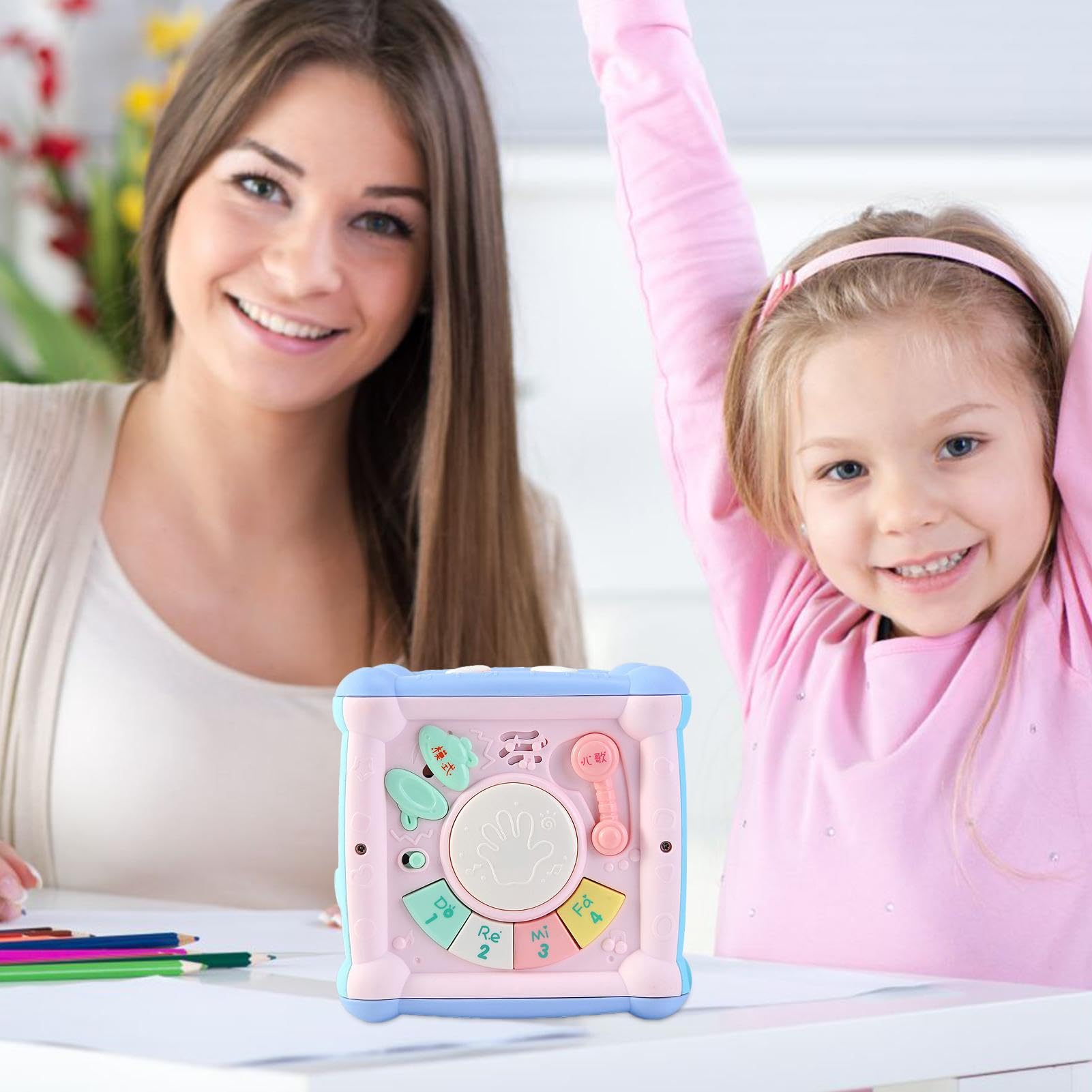 Piano Drum Toy for Toddlers - Cartoon Musical Instrument with Bead Maze & Building Blocks - Fine Motor Skills & Sensory Development Toy - Perfect for Playtime, Learning & Early Childhood Music Education