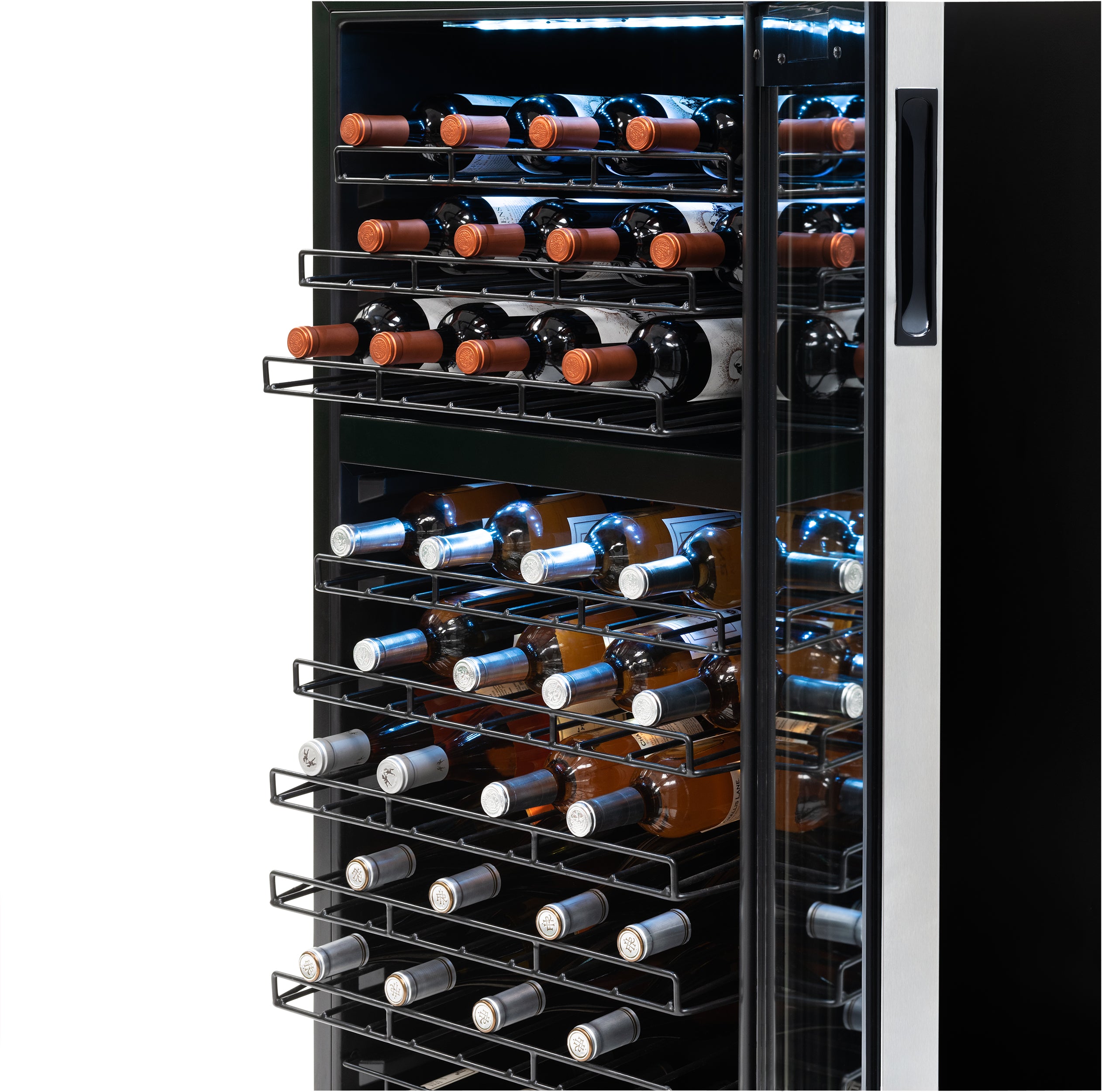 Newair® 76 Bottle 23 Inch Stainless Steel Freestanding Dual Zone Wine Cooler Refrigerator - Perfect for Home Bars, Restaurants, and Wine Cellars