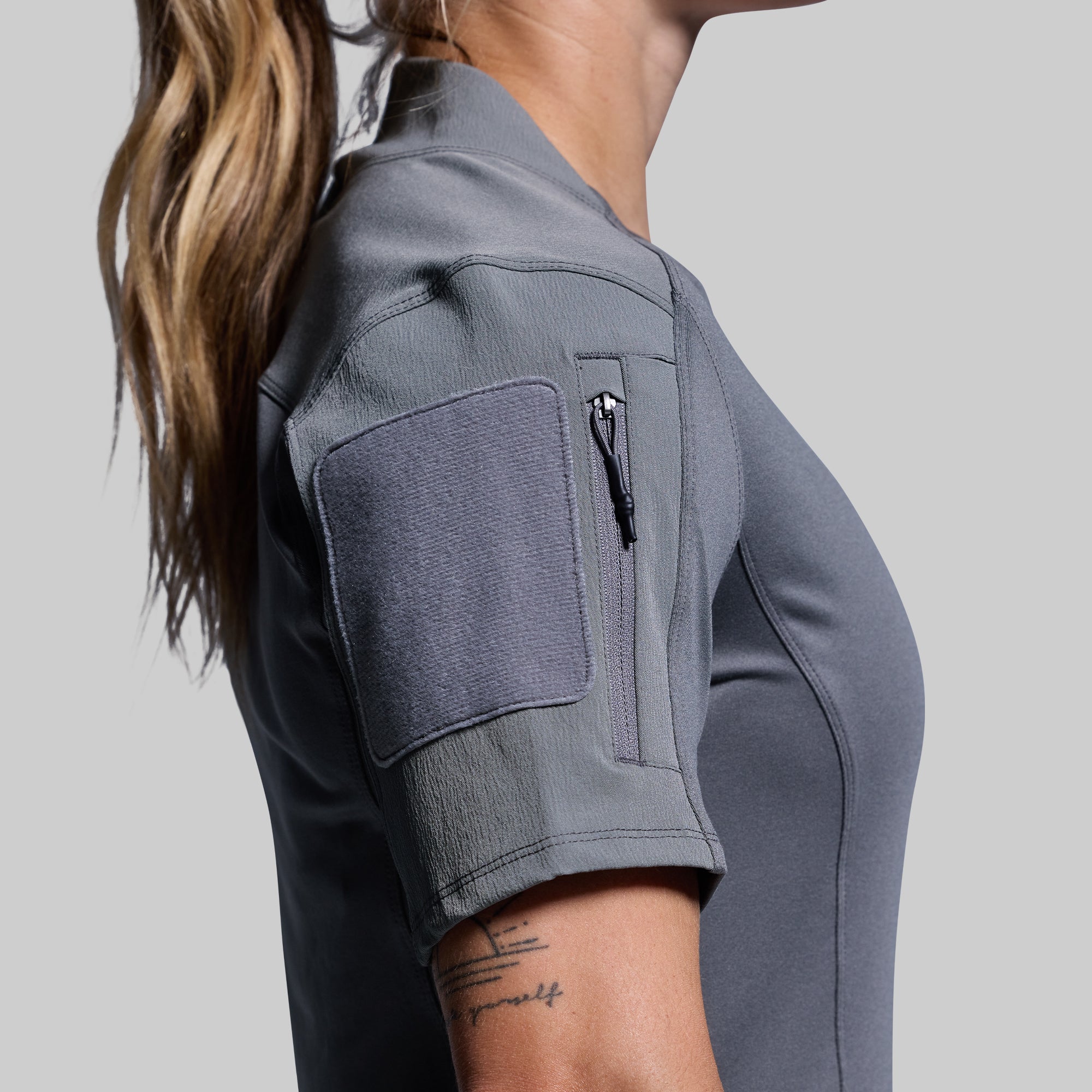 Women's Op Top in Wolf Grey - Stylish Casual T-Shirt for Everyday Wear, Gym, and Outfits