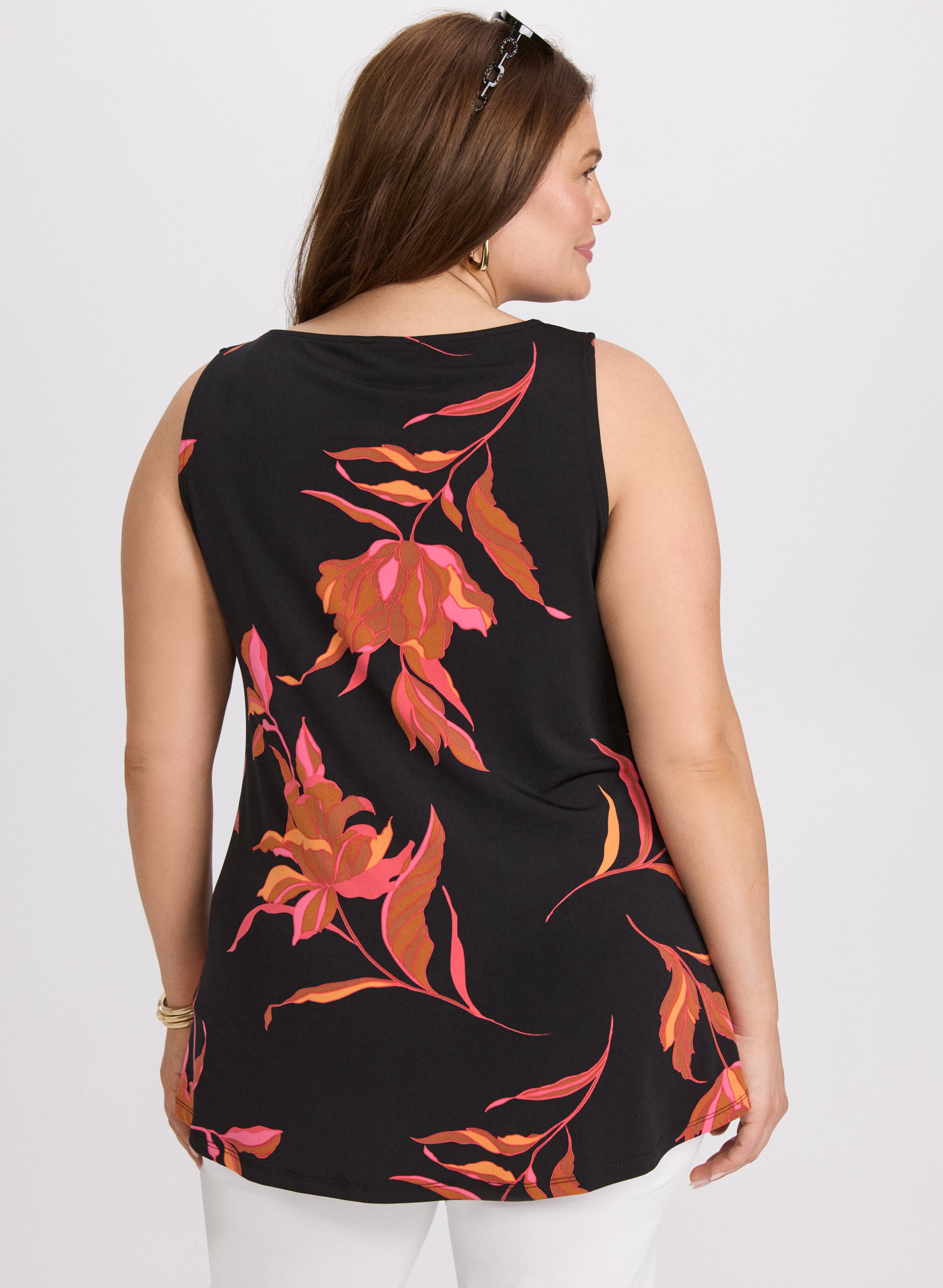 Floral Print Sleeveless Blouse for Women - Summer Casual Tops for Outfits, Beach, and Vacation Wear