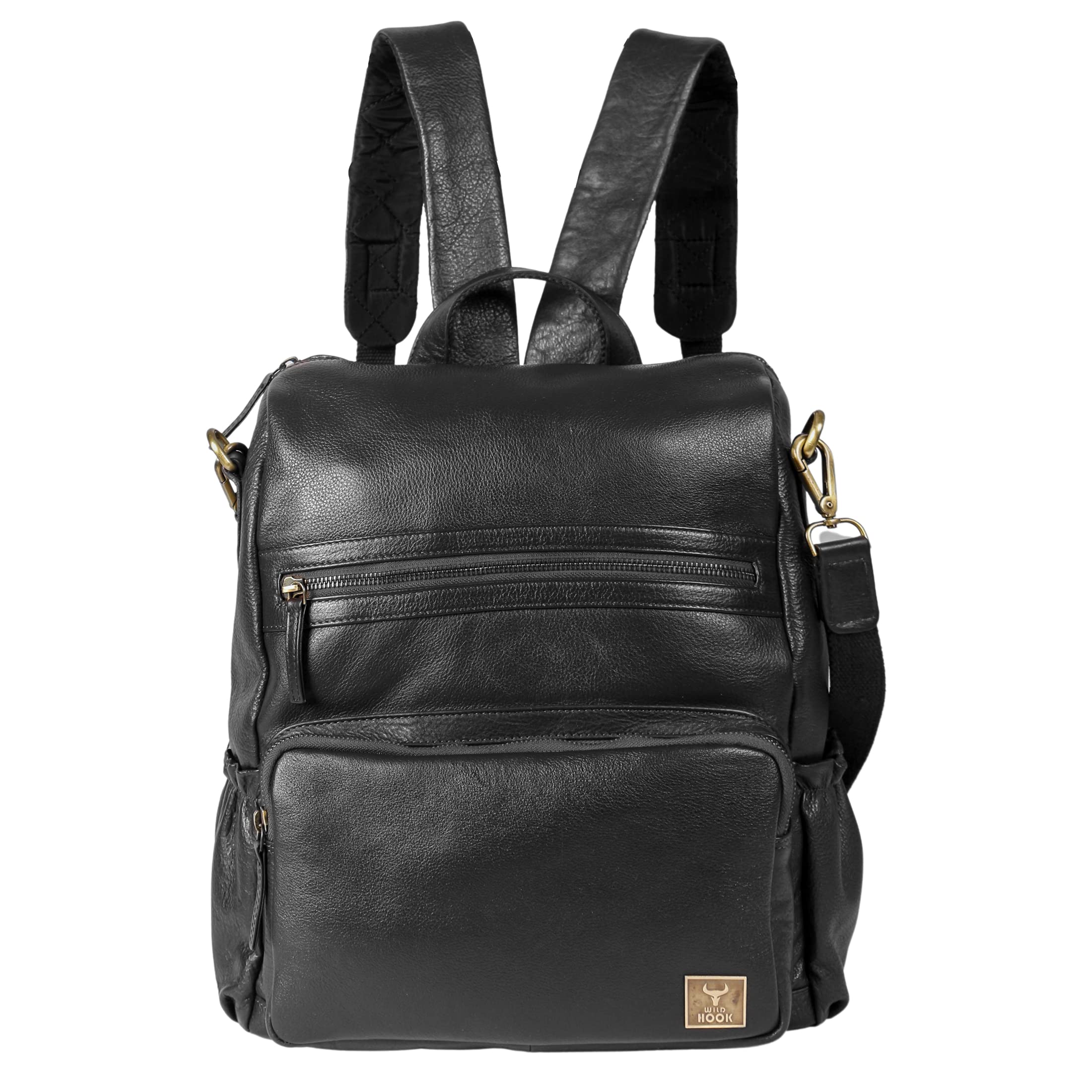 Vintage Leather Backpack for Women - Top Grain Genuine Leather Convertible Shoulder Bag in Black & Brown (One Size) - Perfect for Travel, Work & College Campus Use