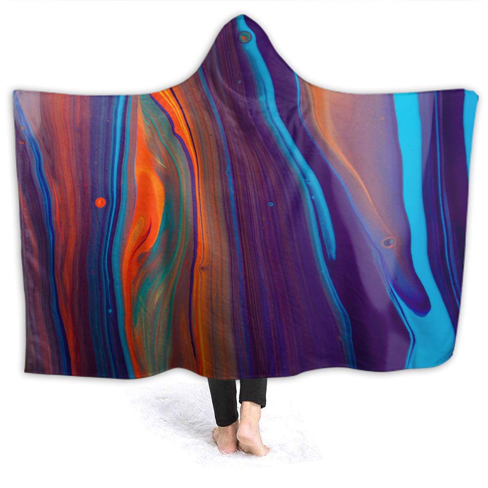 Moslion Hooded Blanket - Liquid Art Multicolor Marble Texture Acrylic Design, 80x60 Inch Wearable Fleece Blanket for Adults - Ultra Soft Plush Throw for Bed, Sofa & Home Decor | Perfect for Lounging, Movie Nights & Cozy Winter Evenings