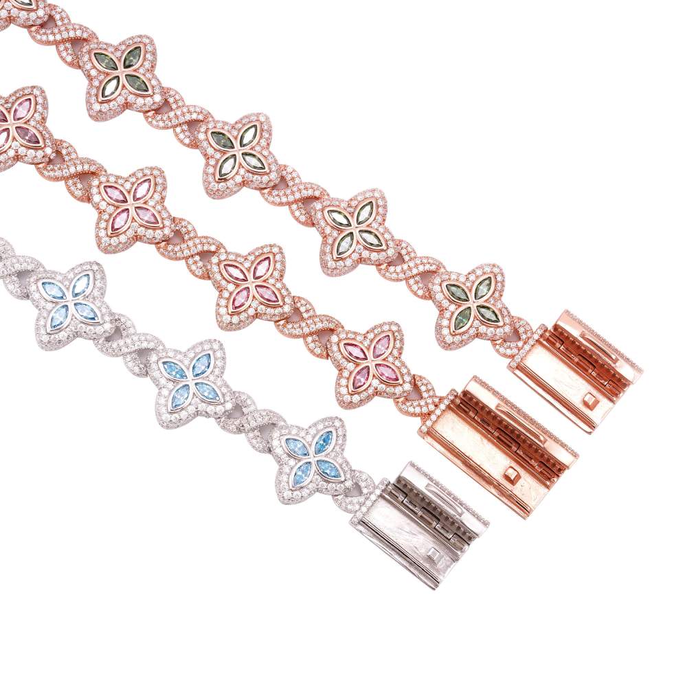 Moissanite Four Leaf Clover Infinity Link Bracelet for Women - 925 Sterling Silver Jewelry Gift for Birthday, Anniversary & Everyday Wear