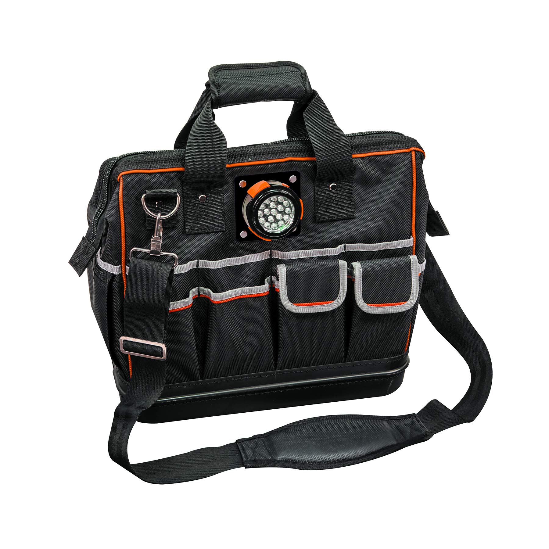 Klein Tools 55431 31-Pocket Tradesman Pro Lighted Tool Bag - Durable Electrician Tool Organizer for Professionals & DIY Projects