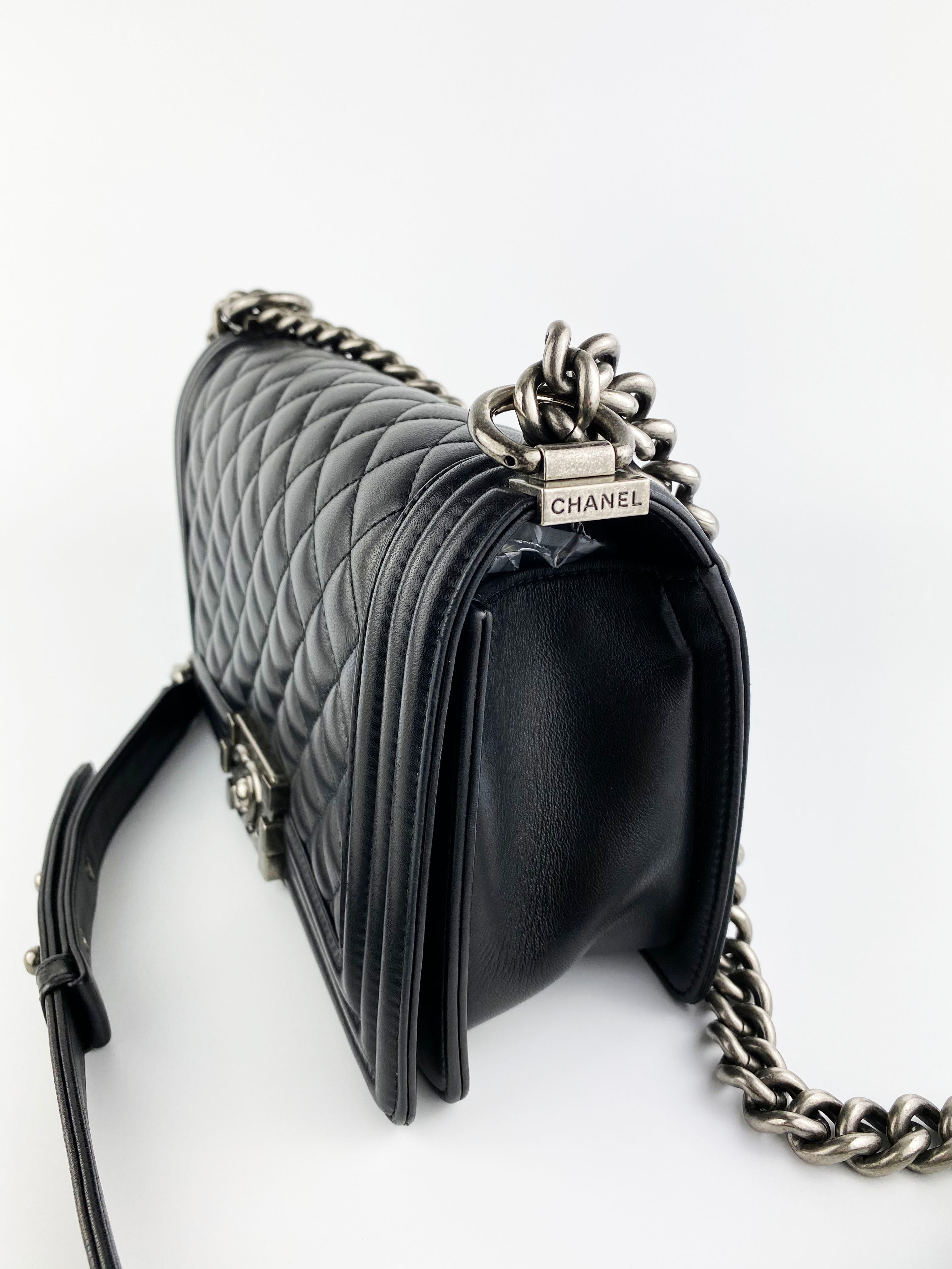 Chanel Boy Lambskin Leather Handbag Black - Luxury Designer Crossbody Bag for Women | Perfect for Evening Events, Parties & Special Occasions