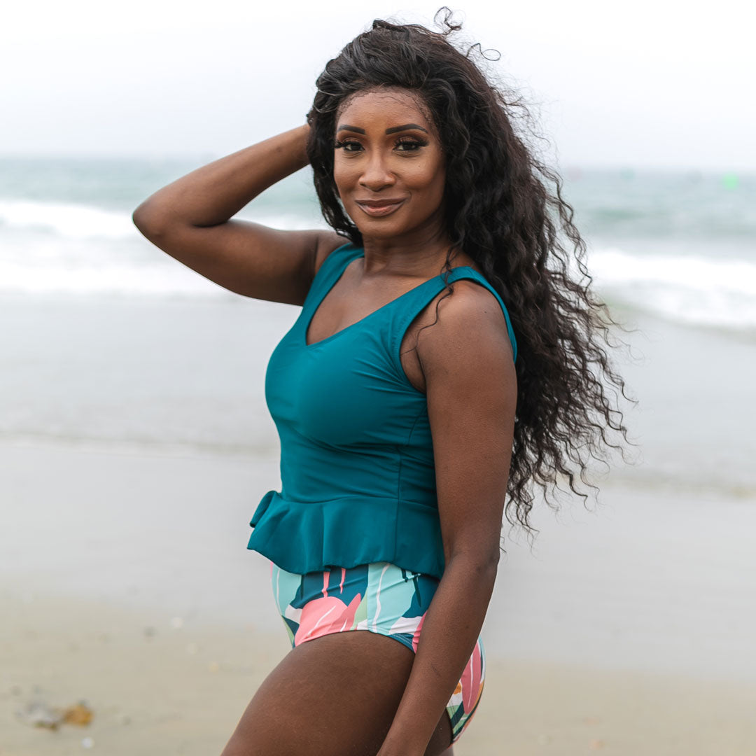 Fashionable V Neck Peplum Tankini Top for Women - Swimwear for Beach, Pool & Summer Vacations