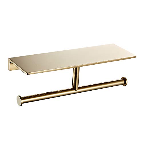 Brass Double Toilet Paper Holder Gold