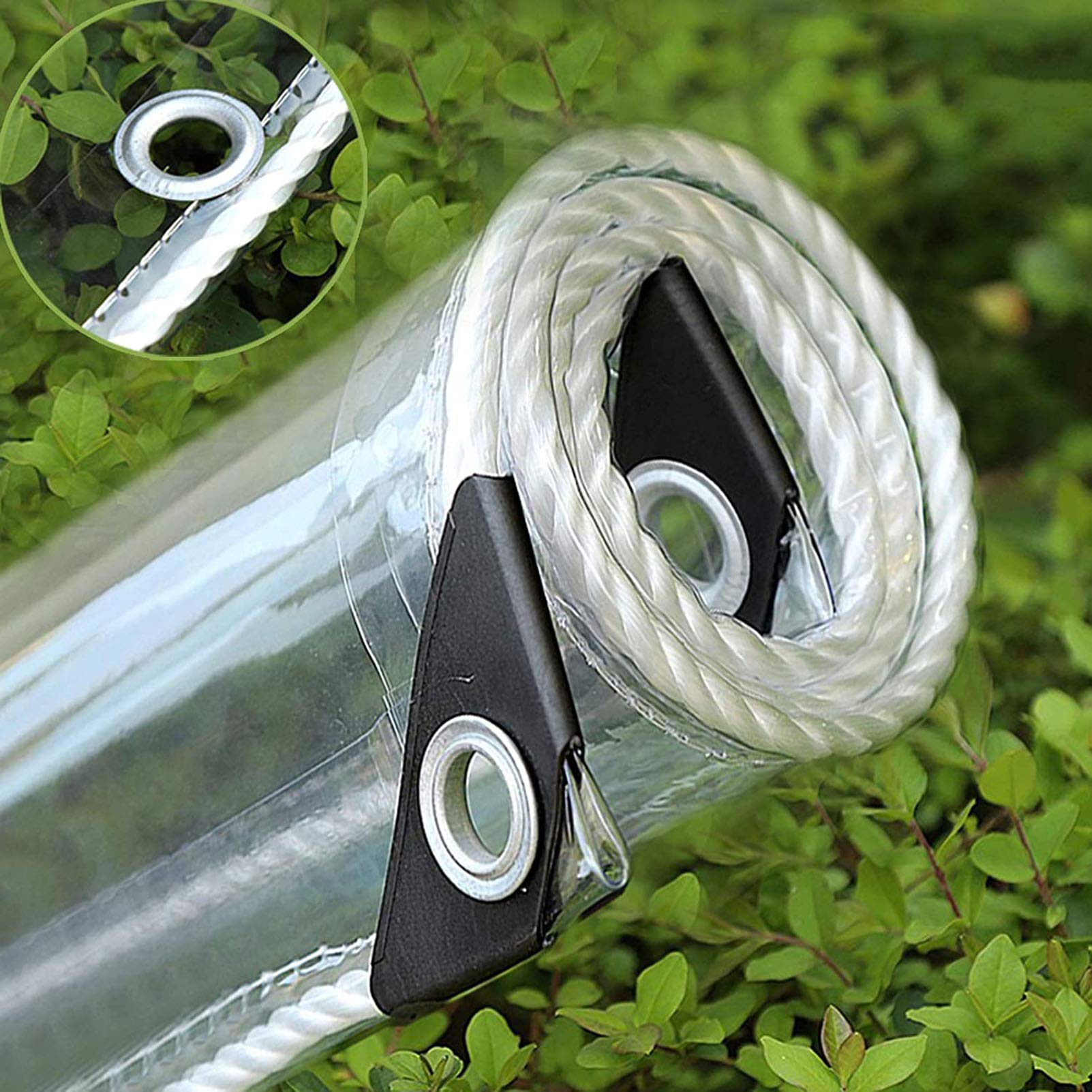Waterproof Clear PVC Tarpaulin 2x4m (6.6x13ft) - Heavy Duty Transparent Plastic Tarp with Reinforced Edges for Outdoor Use, Dustproof & Tear Resistant - Ideal for Plant Covers, Construction Sheeting, Pool Covers, and Camping Protection