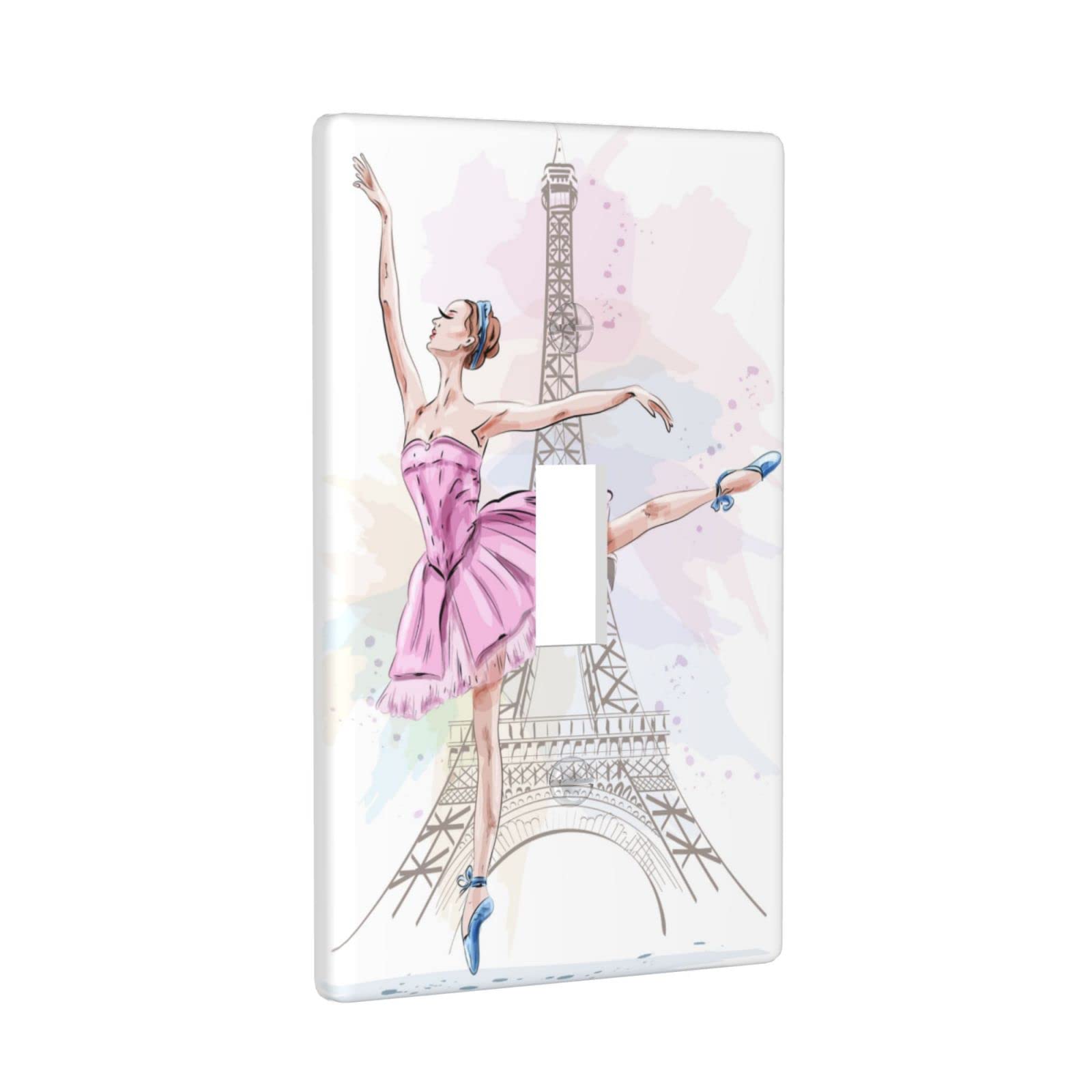 Ballerina Dancing Girl Light Switch Cover - Decorative Sing Gang Wall Plate for Bedroom, Nursery & Kids Room - Elegant Light Switch Guard for Home Decor