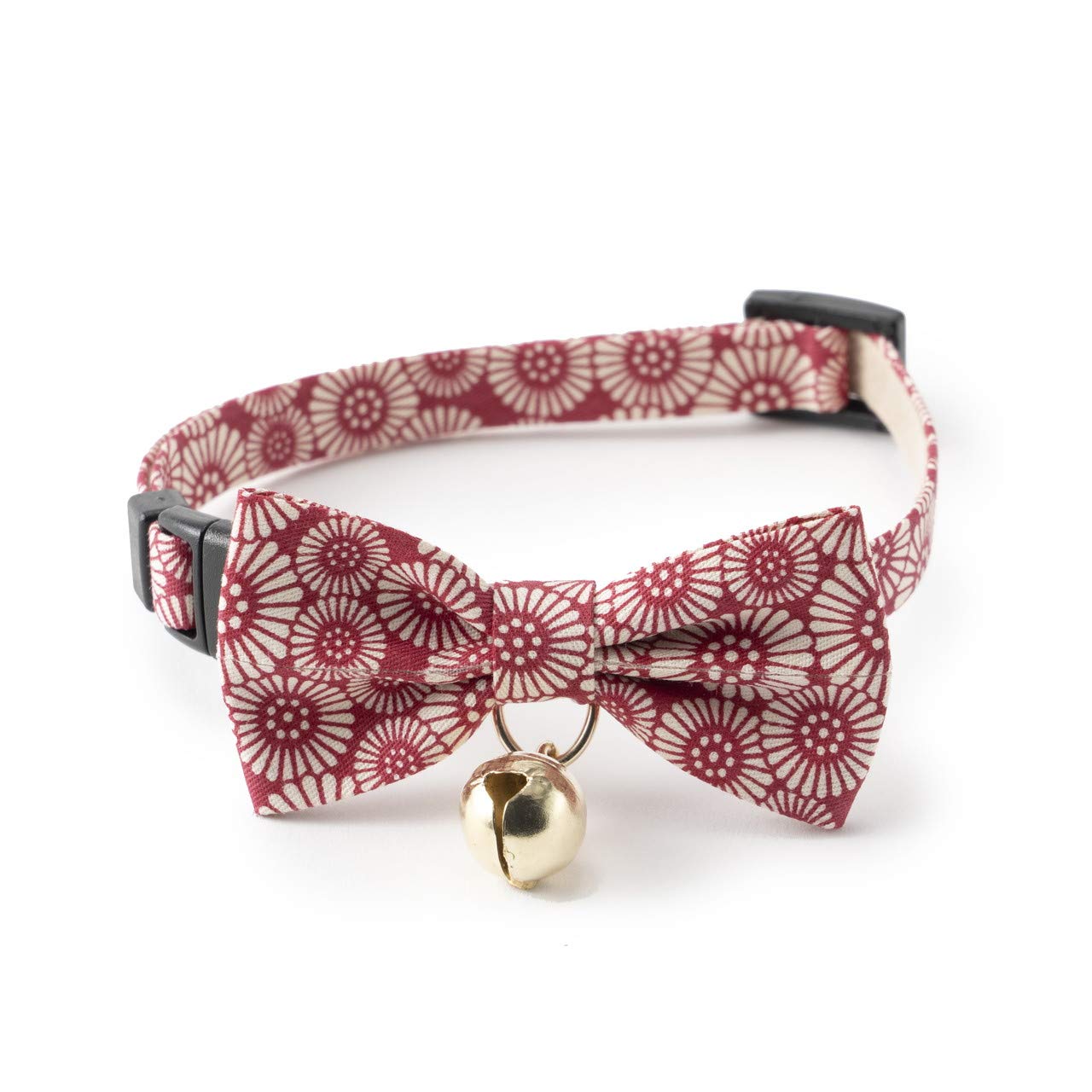 Necoichi Kiku Ribbon Bow Tie Cat Collar for Small Cats - Adjustable & Stylish Red Pet Collar - Perfect for Grooming, Photos & Special Occasions