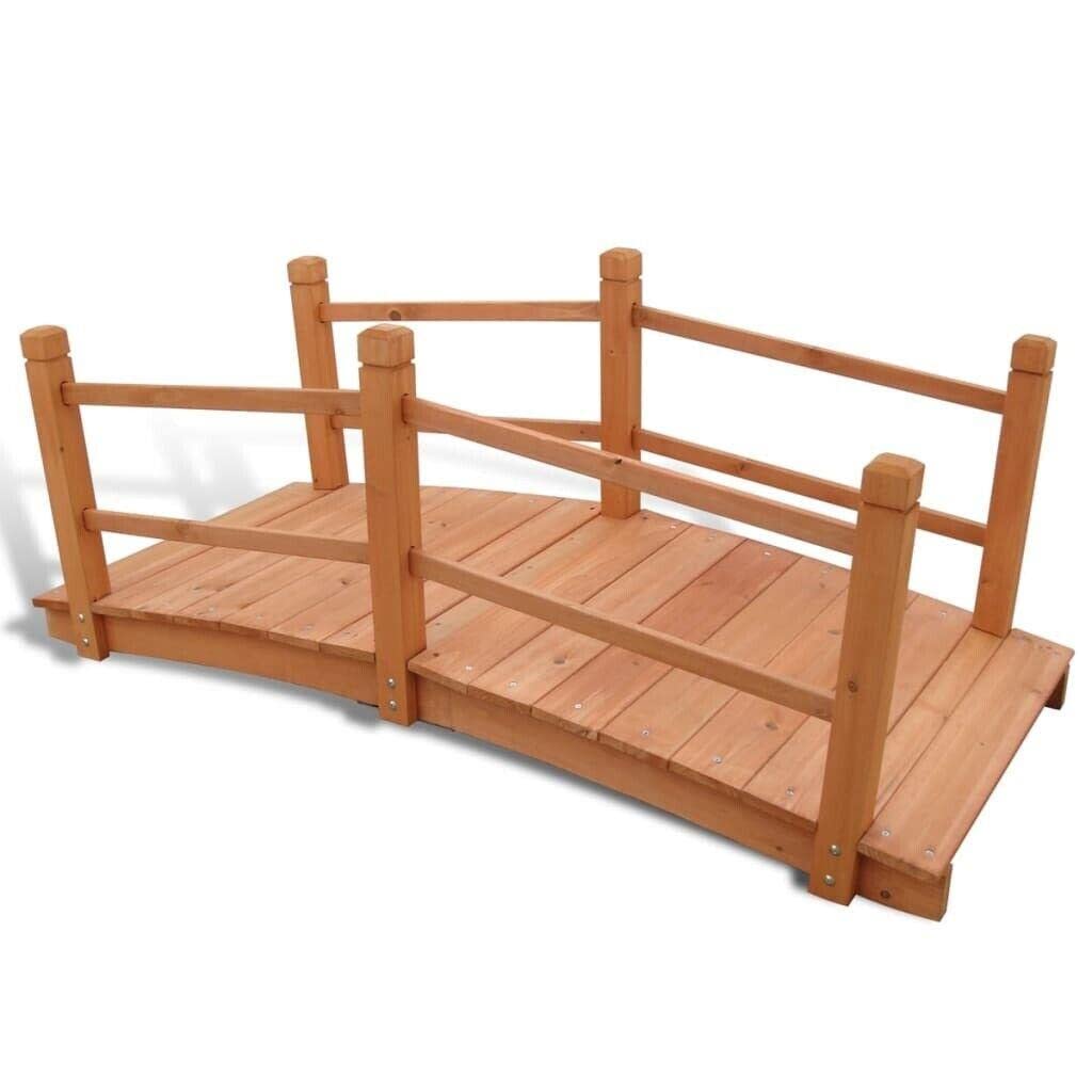 VioliytyC Wooden Garden Bridge 4.7ft x 1.12ft x 1.10ft - Rustic Outdoor Decorative Footbridge for Japanese Zen Garden, Koi Pond, Backyard Landscaping & Patio Decor