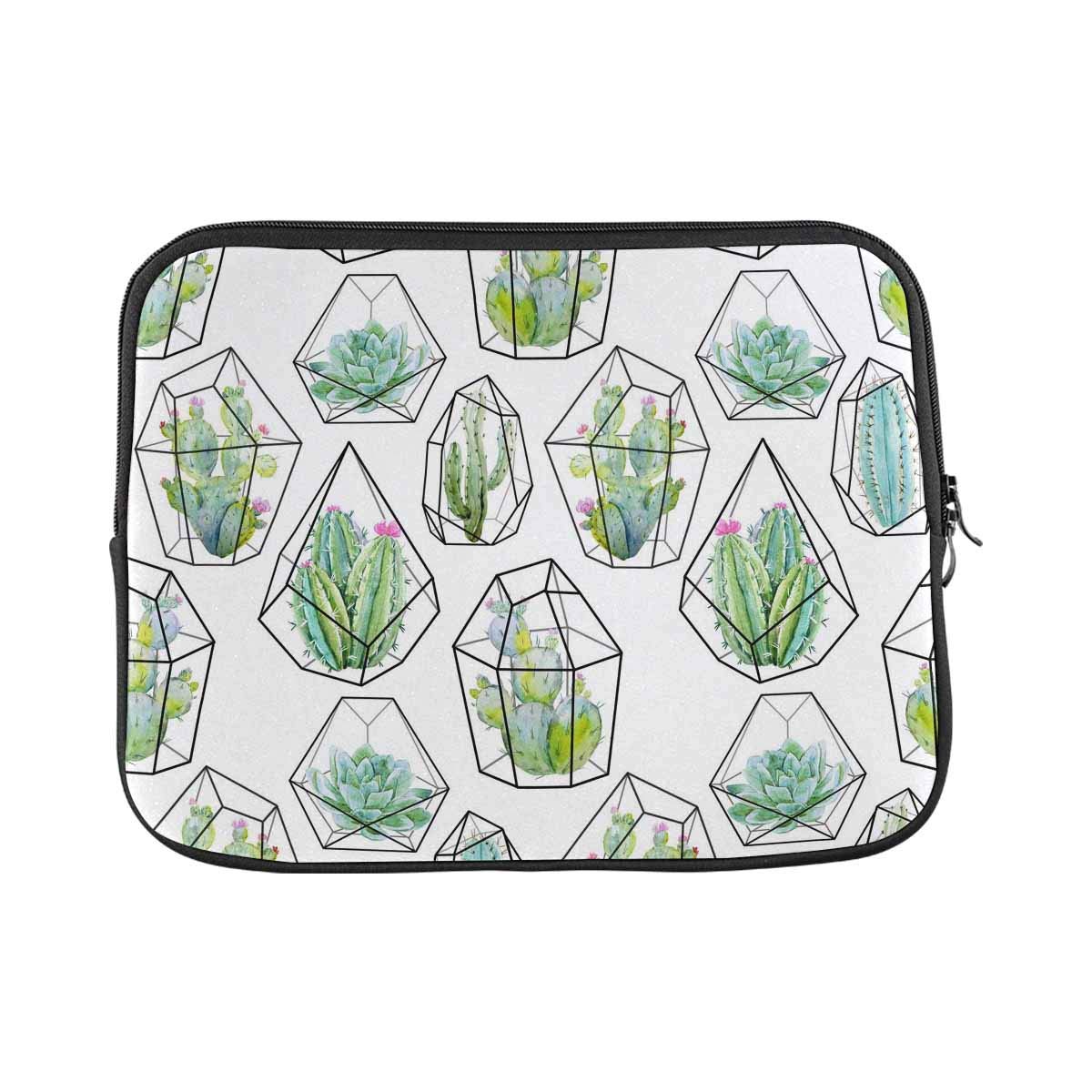 INTERESTPRINT 14 Inch Laptop Sleeve Bag - Watercolor Floral Cactus Succulents Design Protective Case Cover for MacBook, Notebook & Ultrabook (Fits 14-14.1 Inch) | Perfect for Work, School & Travel