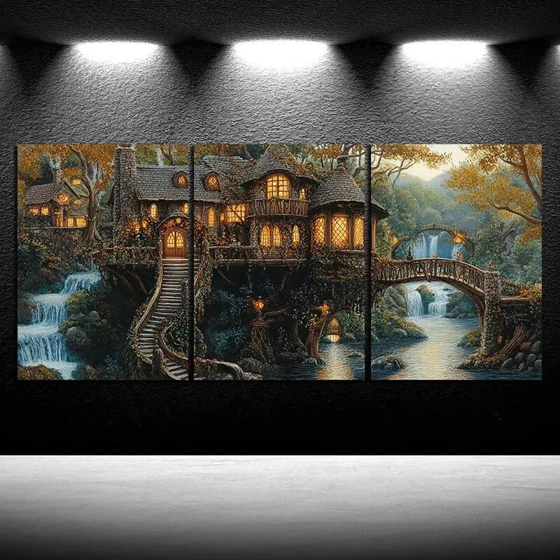 3-Piece Farmhouse in the Forest Metal Wall Art - Ready to Hang Rustic Home Decor for Living Room, Bedroom & Office
