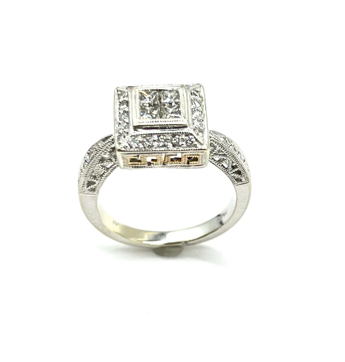 14K White and Yellow Gold Quad Stackable Ring for Women - Elegant Layered Wedding Band Set - Perfect for Bridal, Anniversary, and Everyday Wear