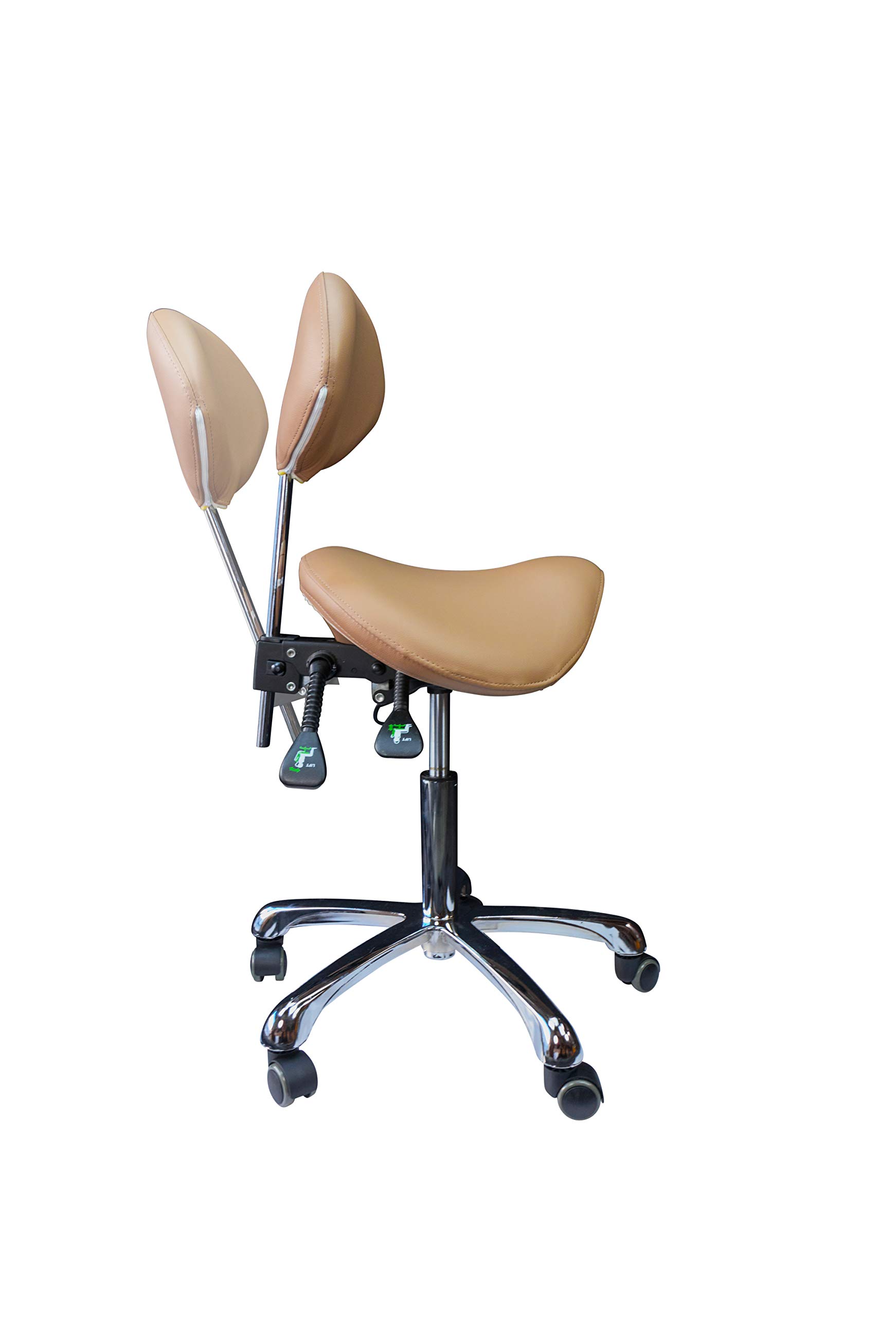 Ergonomic Rolling Stool with Adjustable Height & Back Support - Comfortable Beauty Salon Stool, Medical Exam Chair, Office & Home Seating (Clay Color) - Perfect for Hairdressers, Nurses, Tattoo Artists & Home Office Use