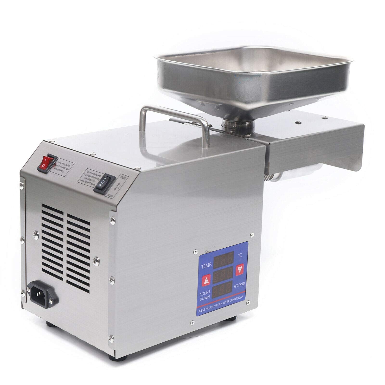 600W Stainless Steel Automatic Oil Press Machine - Digital Temperature Control, High Oil Extraction, 110V Commercial Grade - Perfect for Home & Commercial Use, Making Olive, Peanut, and Sunflower Oil