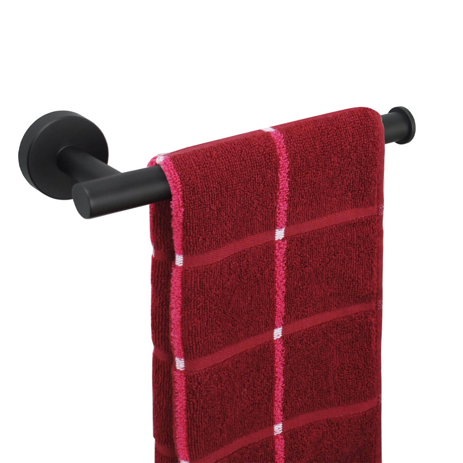 TocTen 9Inch Heavy Duty Stainless Steel Towel Holder - Matte Black SUS304 Bathroom Towel Ring, Wall Mounted Hand Towel Bar for Kitchen, Bathroom & Laundry Room - Durable & Rustproof Design