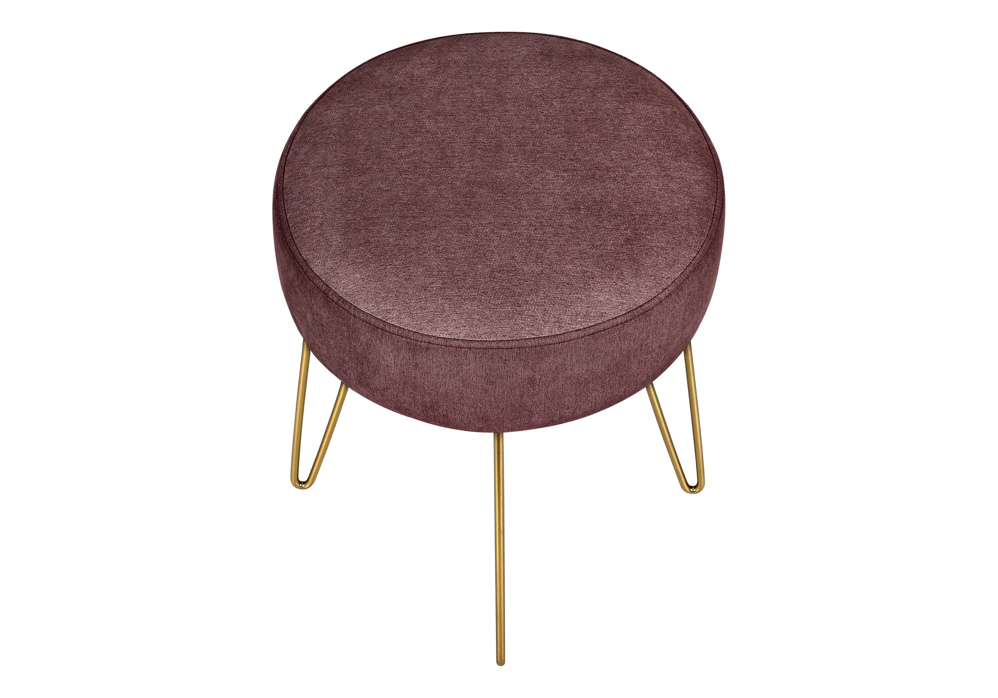 Modern Pink Fabric Ottoman Pouf with Gold Legs - 14 Inch Round Footrest for Living Room, Bedroom & Nursery - Stylish Seating & Extra Storage Solution