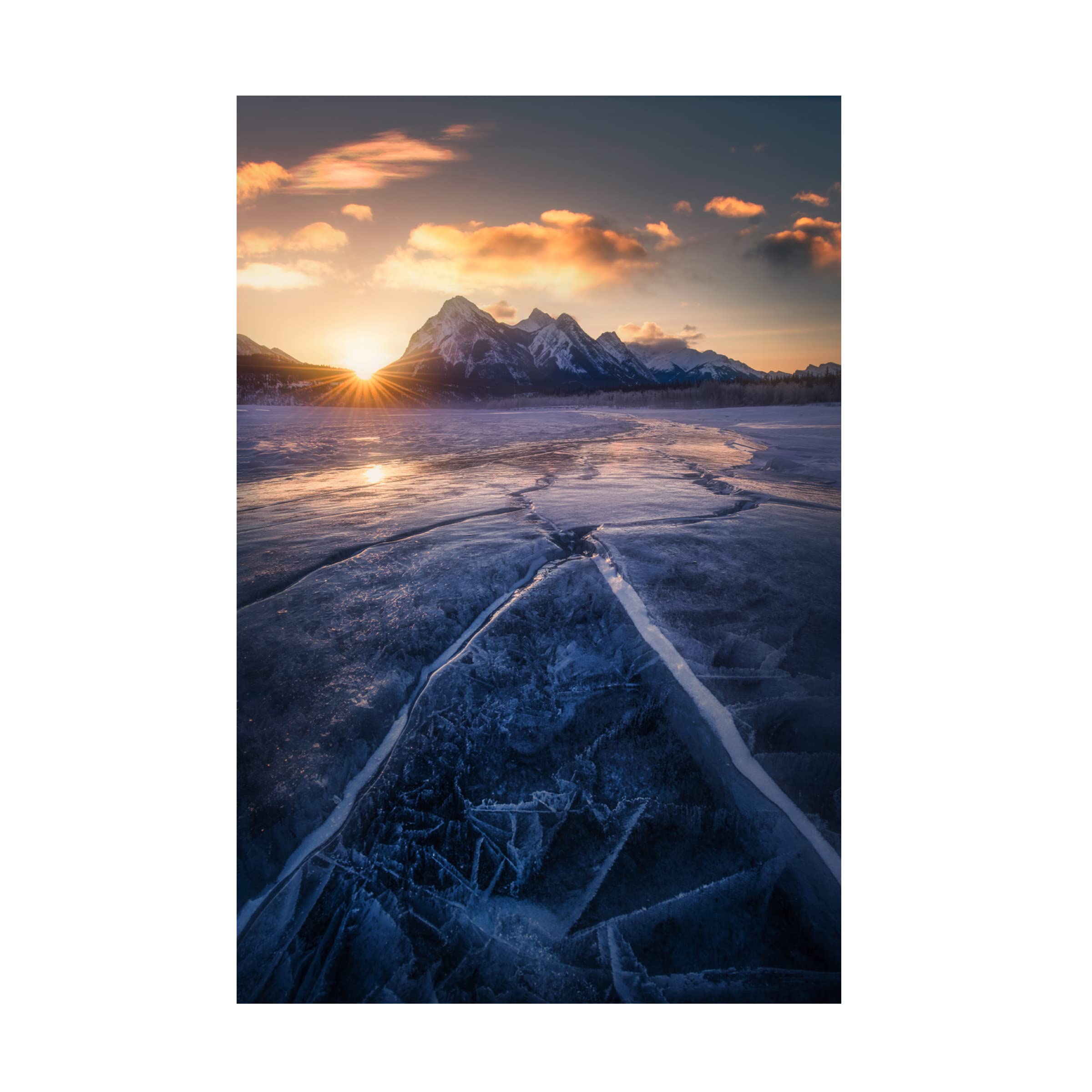 Trademark Fine Art 'Winterscape' Canvas Wall Art by Leah Xu - Stunning Winter Landscape Painting for Living Room, Bedroom & Office Decor