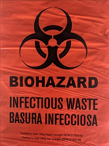 7-10 Gallon Red Biohazard Waste Bags - 24