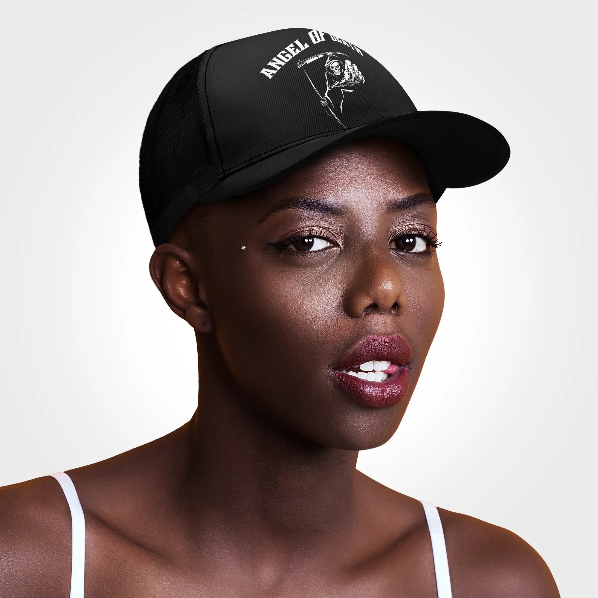 Angel Of Death Mesh Trucker Hats for Men & Women - Adjustable Snapback Baseball Cap for Outdoor Activities, Sports & Casual Wear