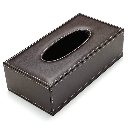 Premium Leather Tissue Box Cover - Elegant Rectangular Design for Home, Hotel, Car & Office Use - Portable PU Leather Napkin Holder Case - Perfect Gift Idea (Brown)