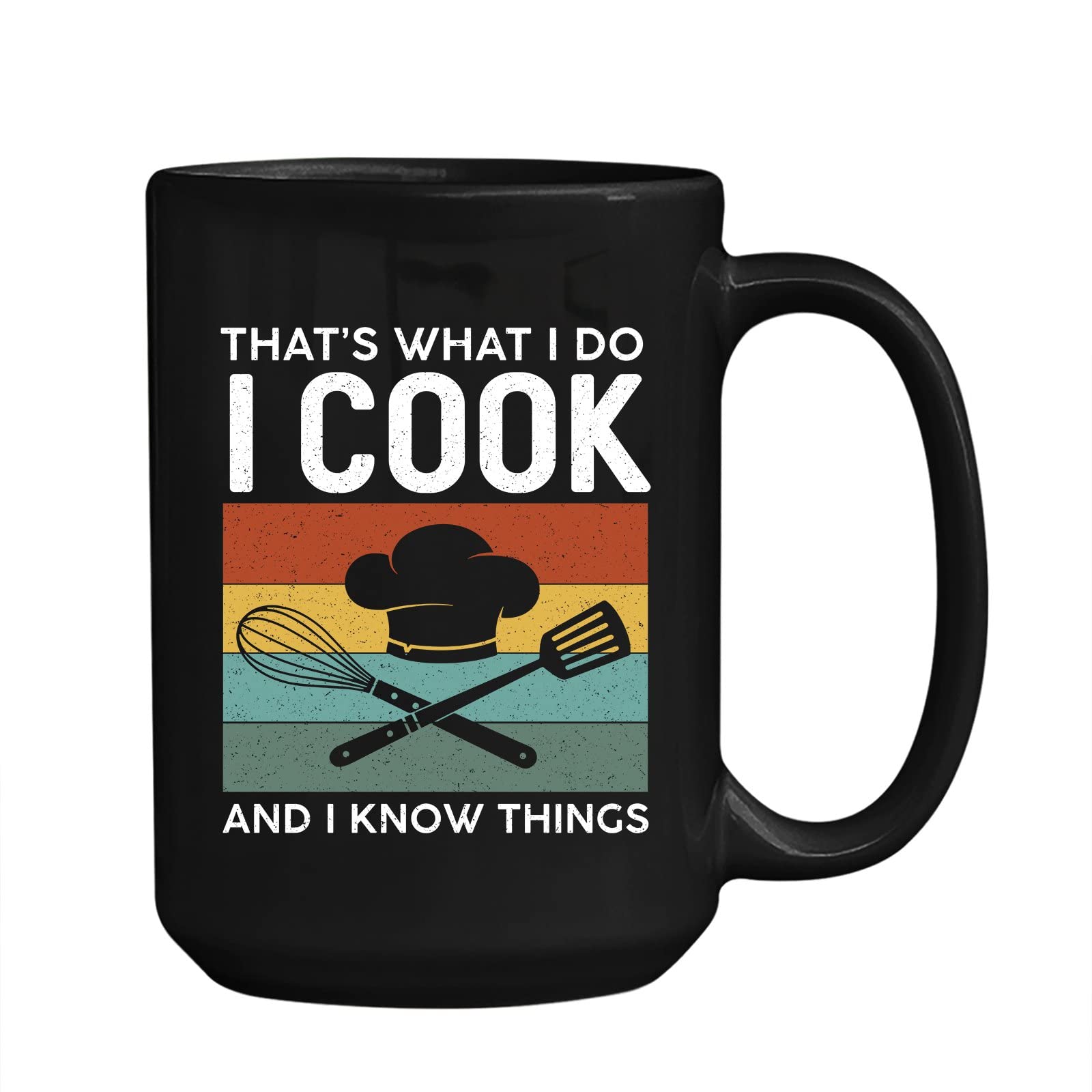 Funny 'I Cook I Know Things' Coffee Mug - 11oz & 15oz Ceramic Travel Cup for Chefs | Perfect Chef Gift for Birthday, Friends, Men & Women | Ideal for Kitchen, Office & Coffee Lovers