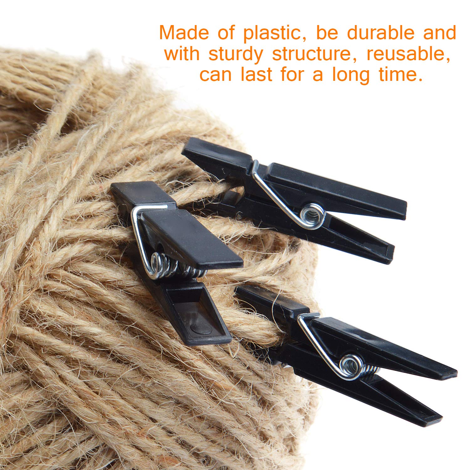 BronaGrand 100pcs Mini Plastic Clips - Small Black Clothes Pins for Photos, Pictures, Paper, Socks | Office, Home, Arts & Crafts, DIY Decoration (35x7x10mm) | Perfect for Scrapbooking, Bulletin Boards & Laundry Organization