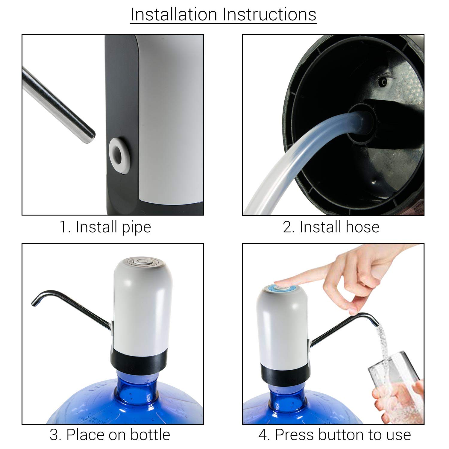 Electric Water Dispenser Pump for 2-5 Gallon Bottles - Automatic Portable Water Dispenser for Home, Office & Outdoor Use - Perfect for Camping, Travel, and Emergency Preparedness