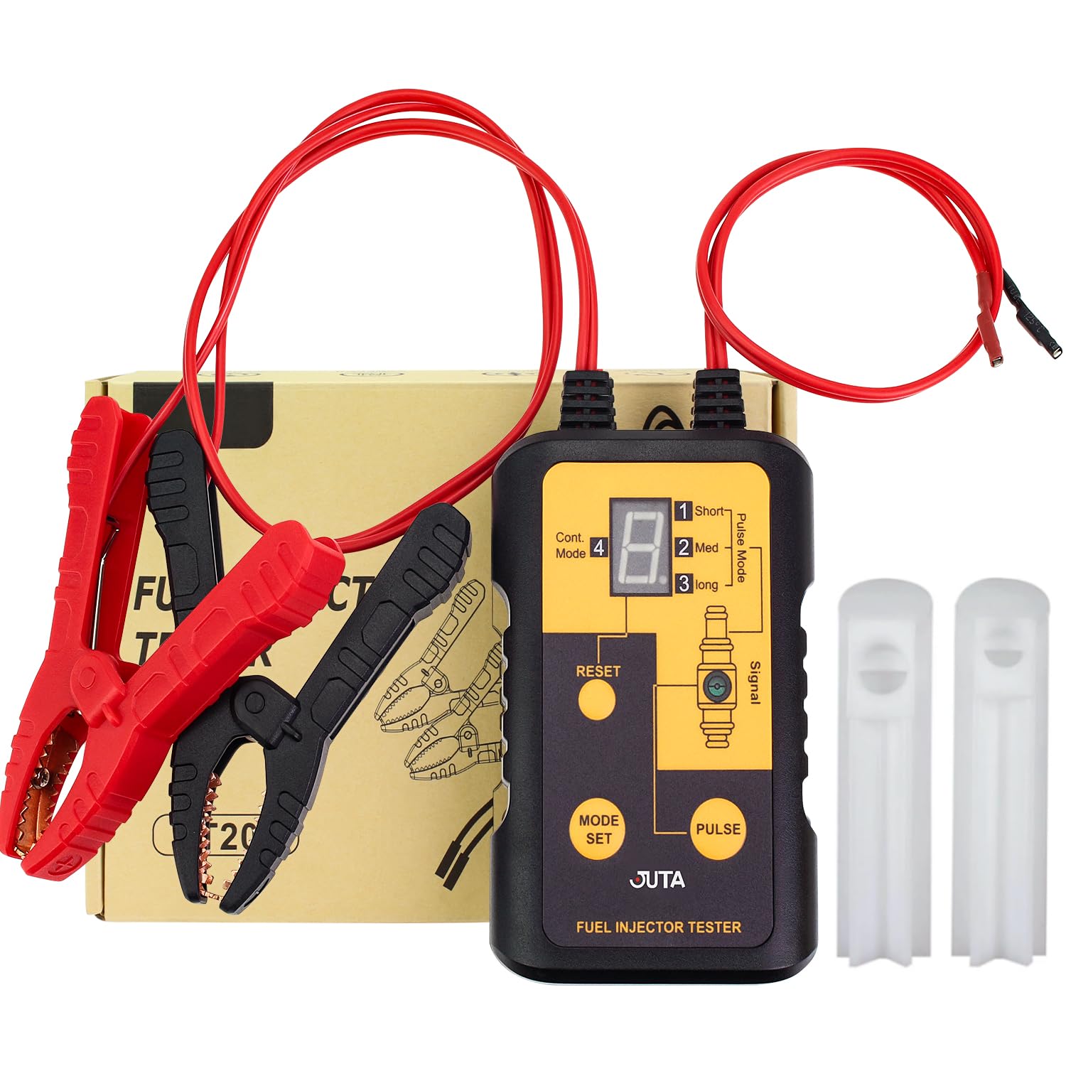 JUTA VT200 Fuel Injector Tester Cleaner Tool - Professional Fuel System Cleaner with 2 Size Cleaning Adapters for Gasoline Engines - Perfect for Auto Repair Shops & DIY Car Maintenance