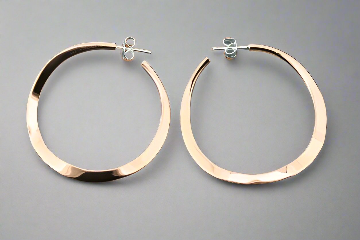 Polished Copper Circular Curved Hoop Stud Earrings - Elegant Jewelry for Women, Perfect for Parties, Weddings & Everyday Wear