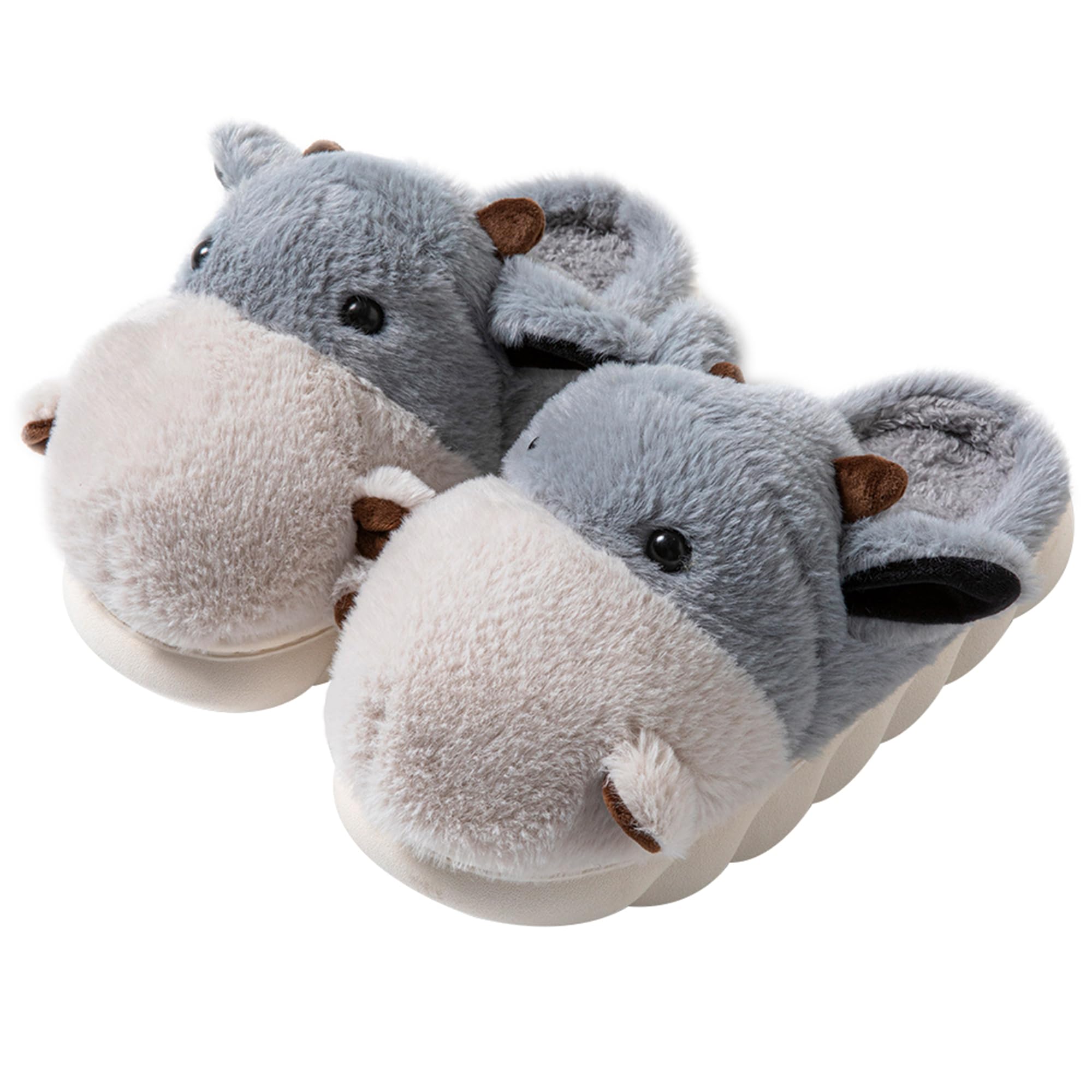 LANFIRE Women's Cute Hippo Slippers - Animal House Shoes, Soft Plush Fuzzy Winter Slippers for Women, Cozy Warm Indoor Slippers with Non-Slip Sole | Perfect for Home, Lounge, and Gift Giving