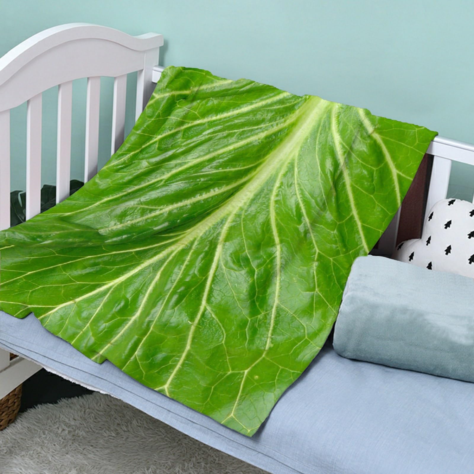 40x30 Inch Lettuce Blanket for Baby - Soft Fleece Cabbage Blanket, Funny Food Gift for Women & Kids, Cozy Summer & Fall Throw for Couch, Bed, Sofa - Perfect for Gifts, Lounging & Photo Props