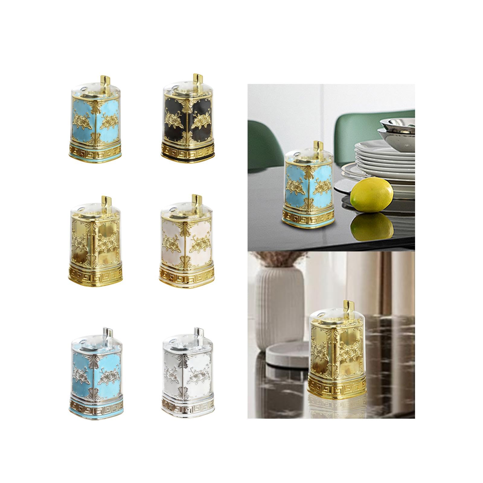 CALANDIS® Decorative Toothpick Holder Box - Elegant Gold & Light Blue Design for Restaurants, Apartments, Dining Rooms | Perfect for Tabletop Decor & Party Serving | 1 Toothpick Box