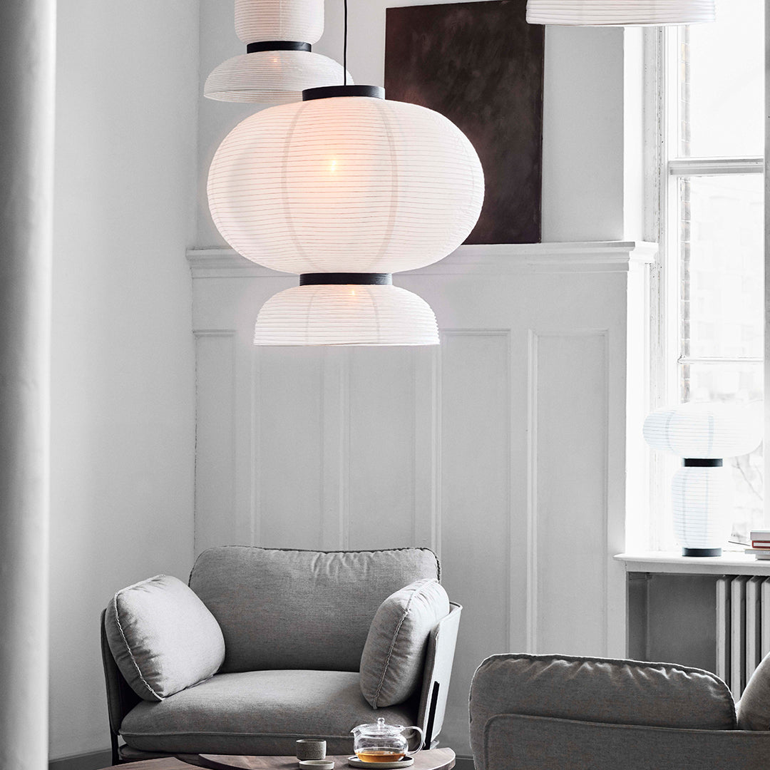 Formakami JH3 Pendant Light - Modern Paper Pendant Lamp for Dining Room, Living Room & Bedroom | Scandinavian Style Hanging Light Fixture with Rattan Shade